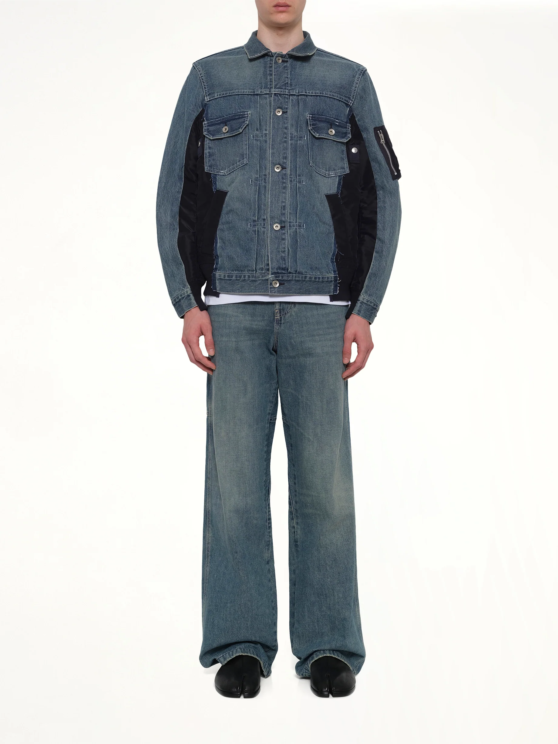 Denim x Nylon Twill Jacket in Light Blue - Image 7