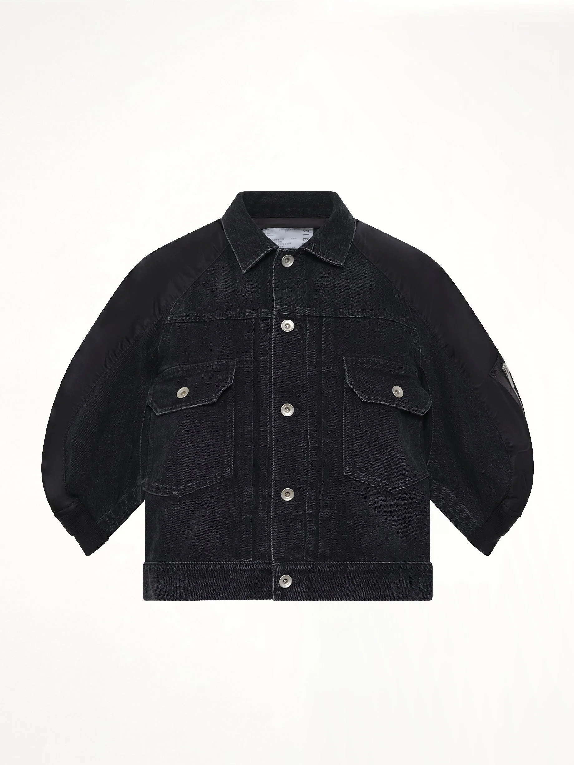 Denim x Nylon Twill Short Sleeve Jacket in Black - Image 2