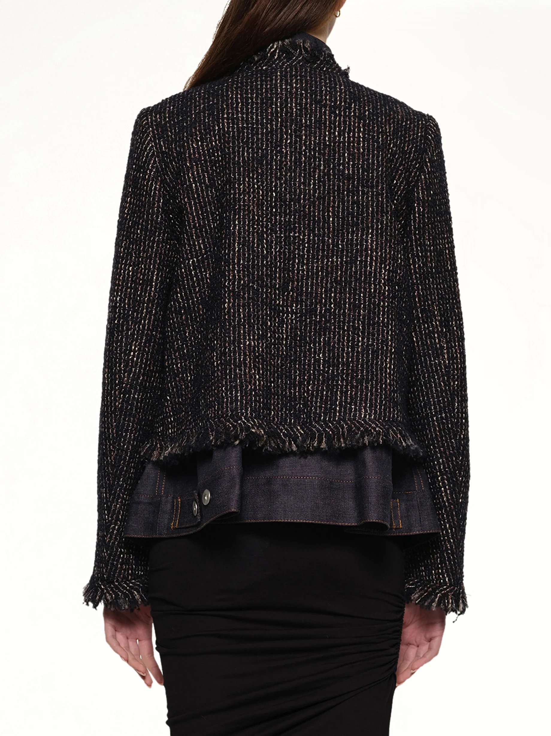 Denim x Tweed Jacket in Navy/Indigo - Image 5