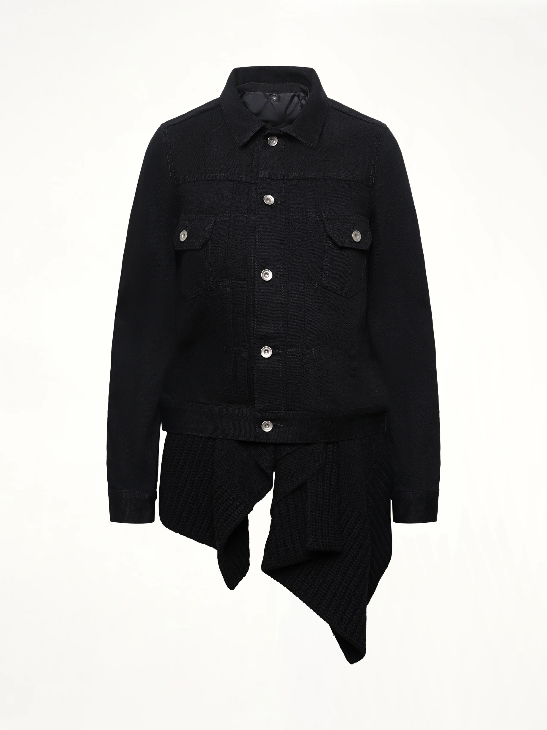 Denim x Wool Knit Jacket in Black - Image 2