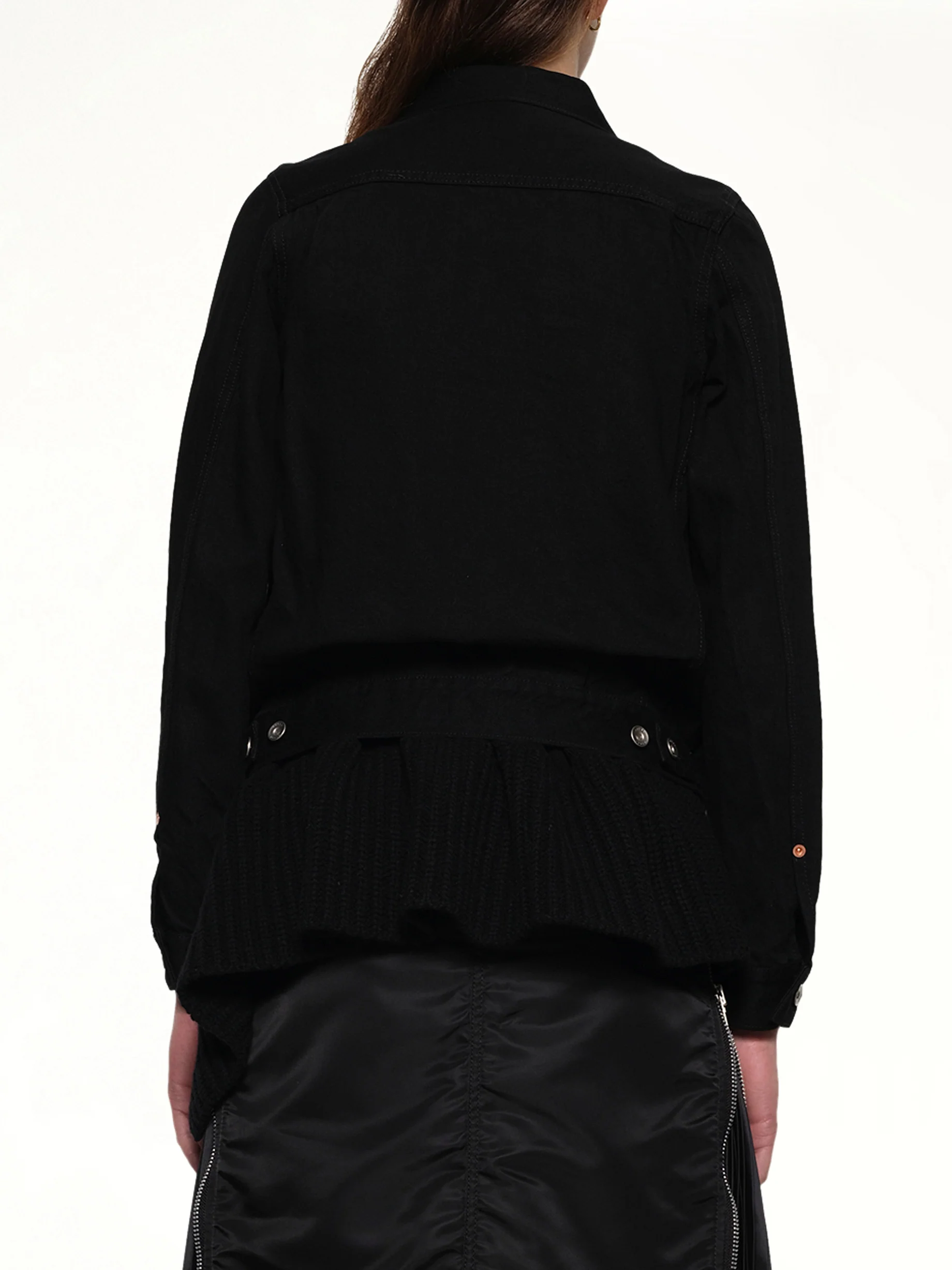 Denim x Wool Knit Jacket in Black - Image 5