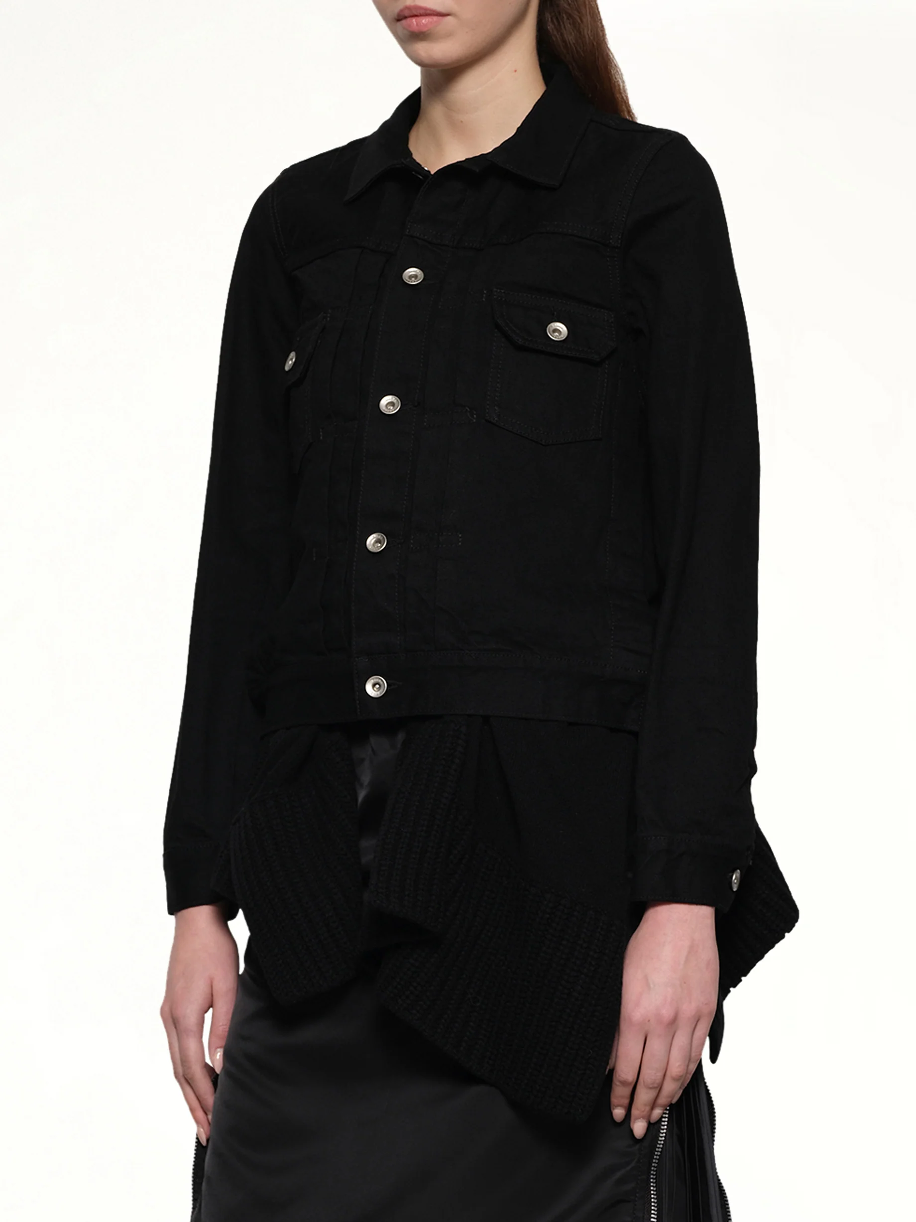 Denim x Wool Knit Jacket in Black - Image 6
