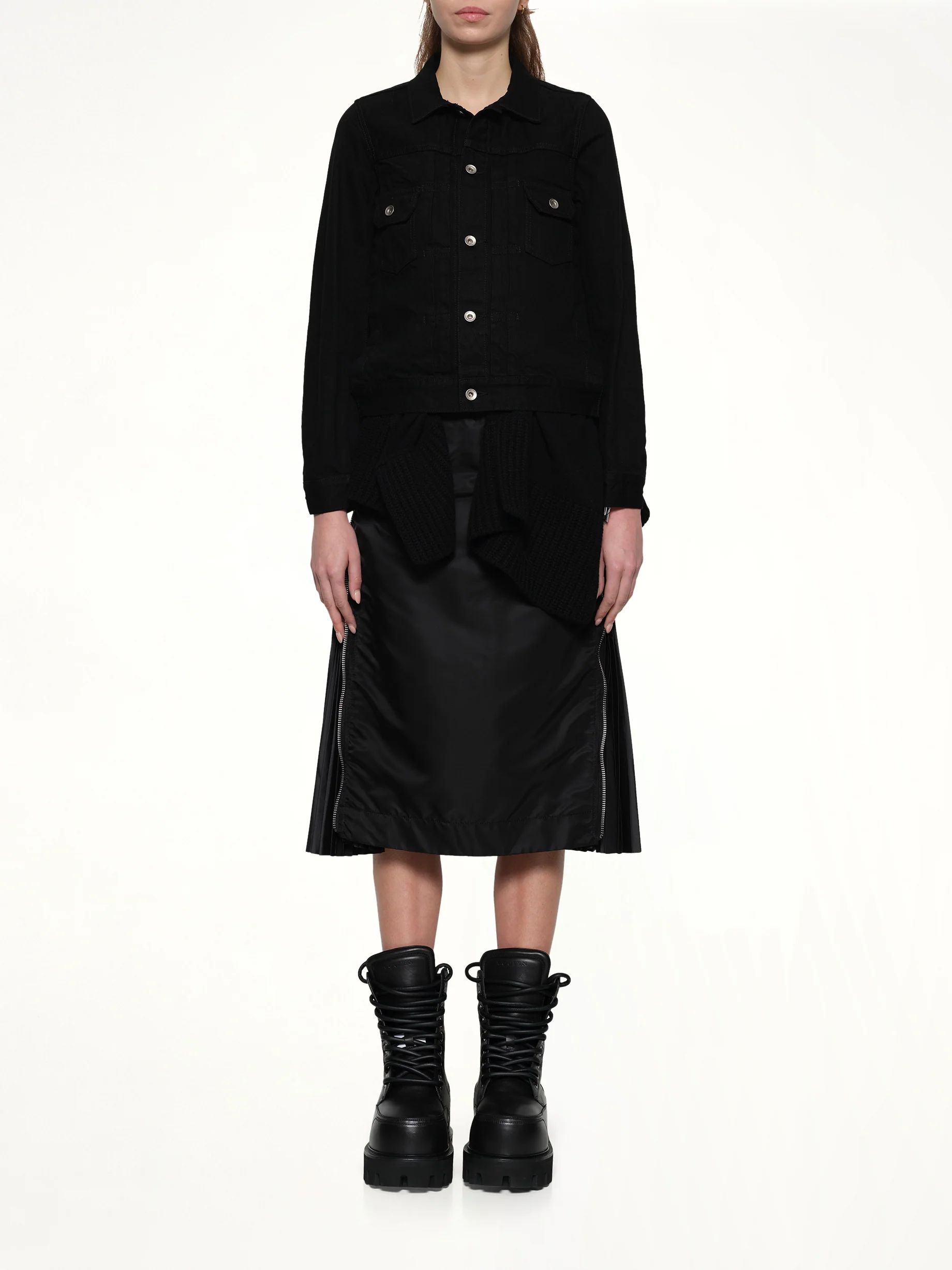 Denim x Wool Knit Jacket in Black - Image 7