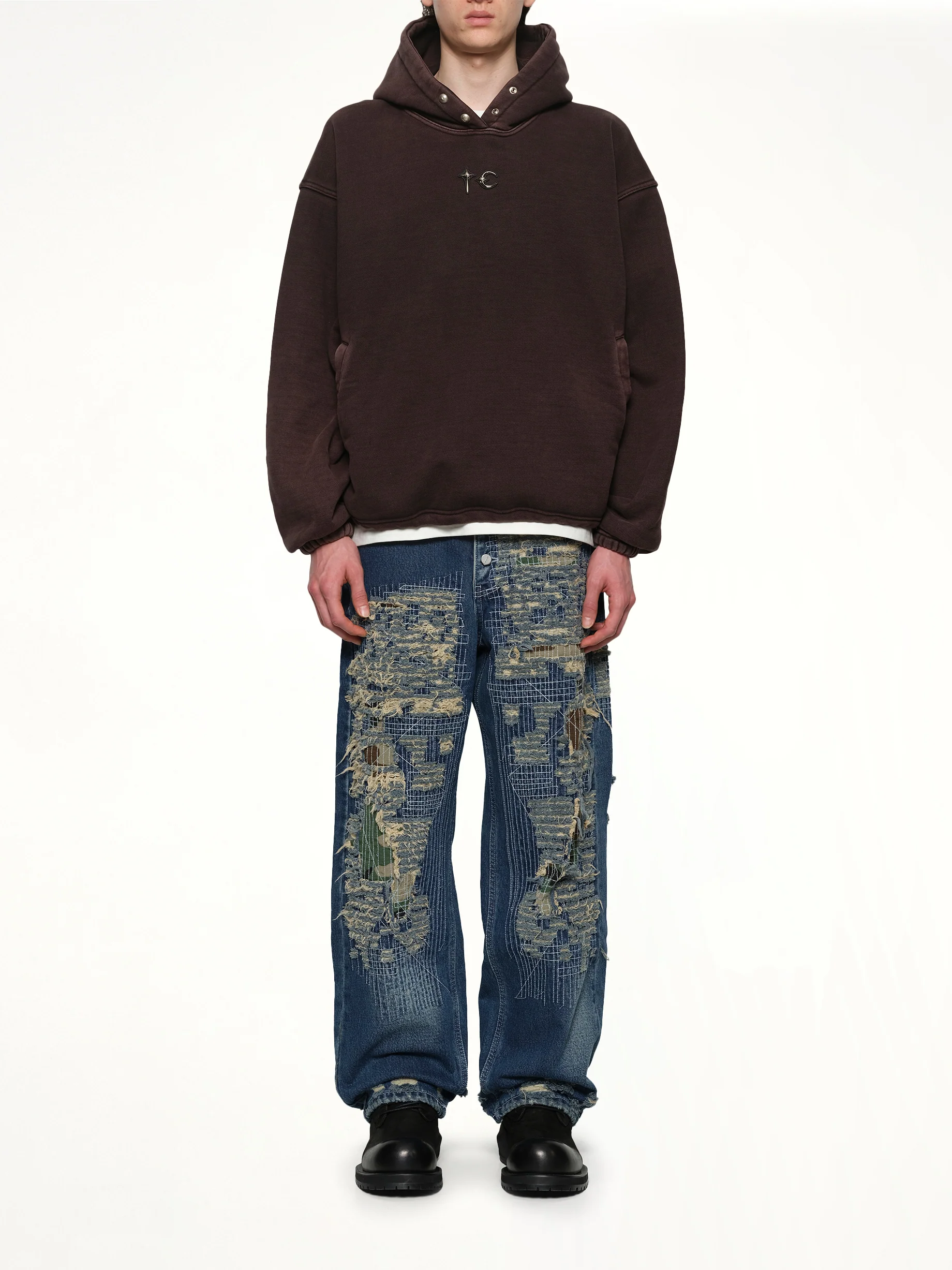 Devil Peace Patch Hoodie in Black - Image 7