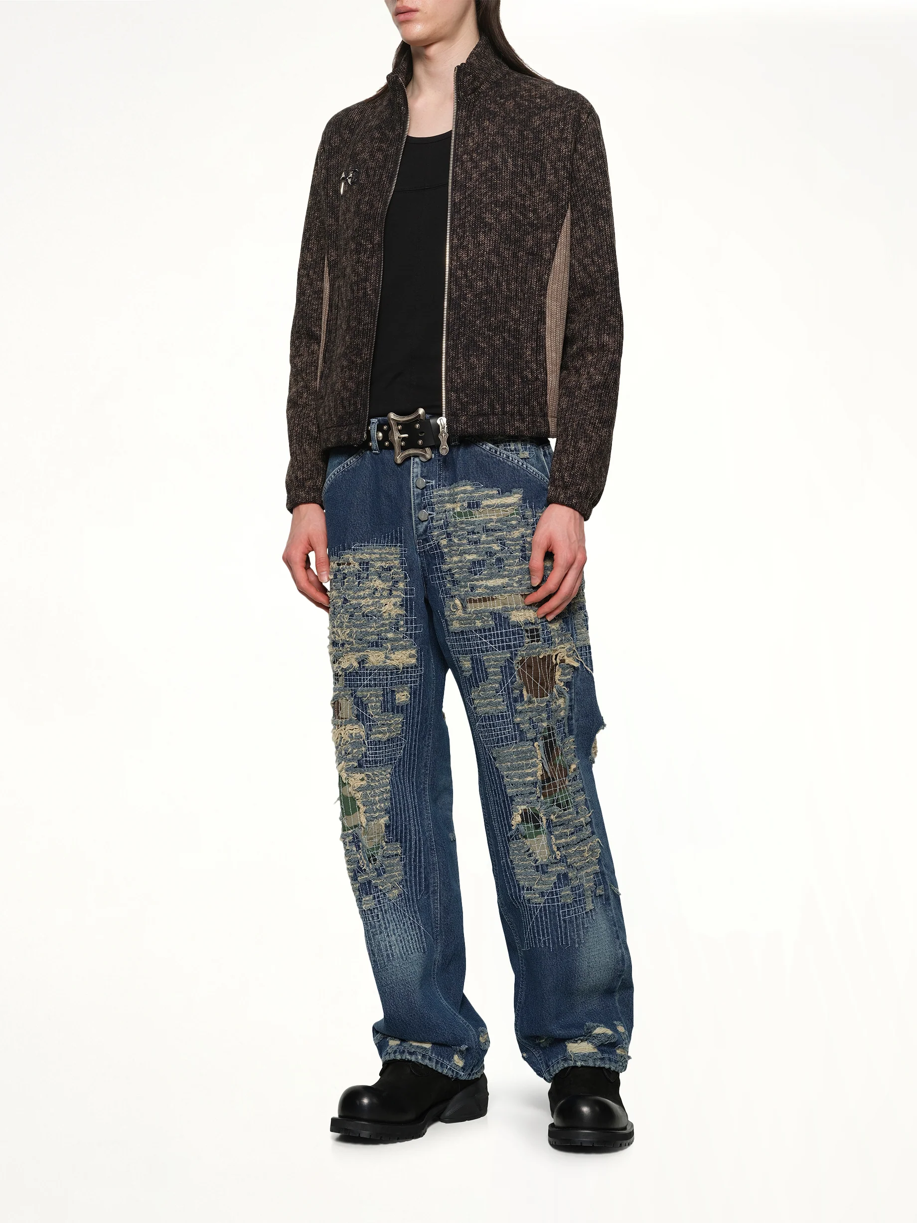 Devil Peace Patch Knit Jacket in Black - Image 4