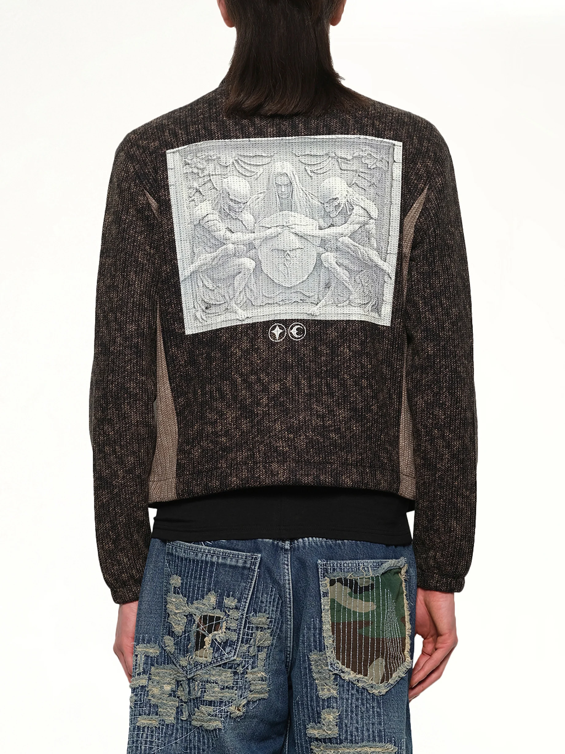Devil Peace Patch Knit Jacket in Black - Image 5
