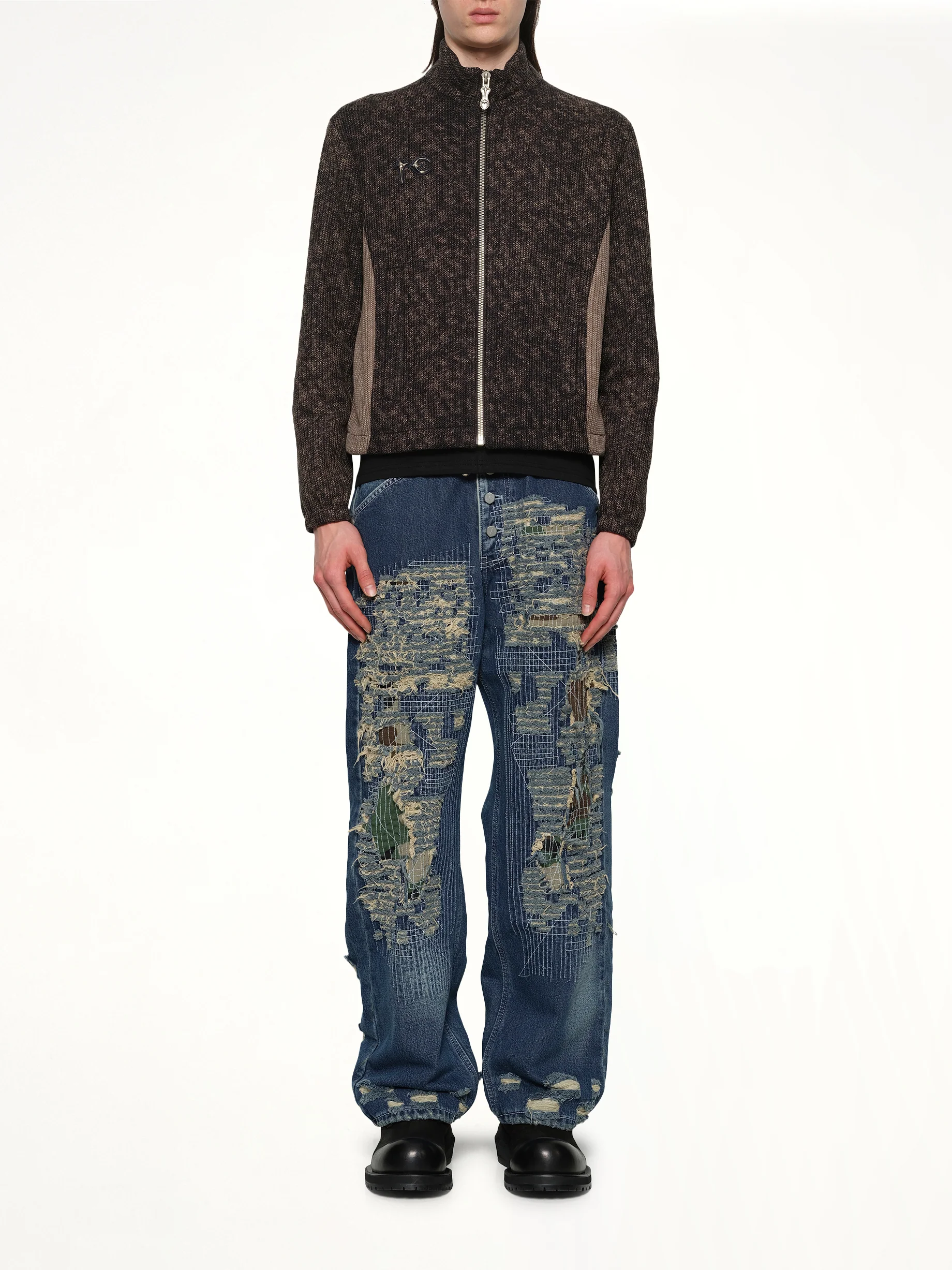 Devil Peace Patch Knit Jacket in Black - Image 7