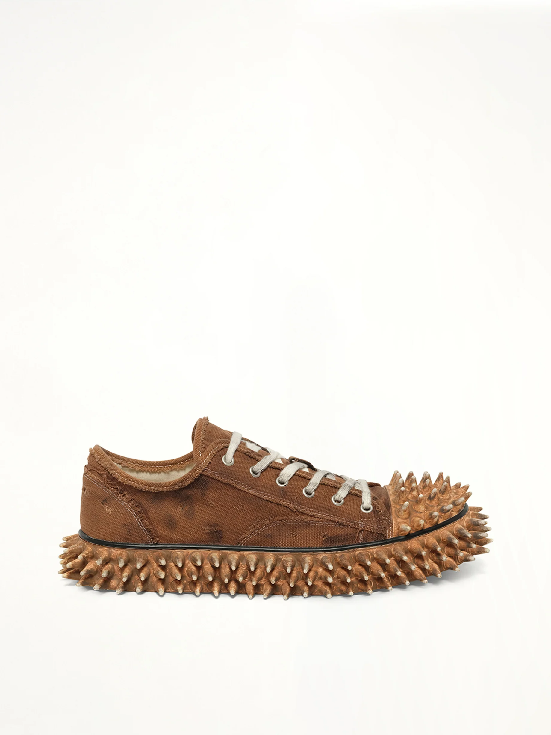 Dirty Spike Toe Cap Canvas Sneaker in Brown
