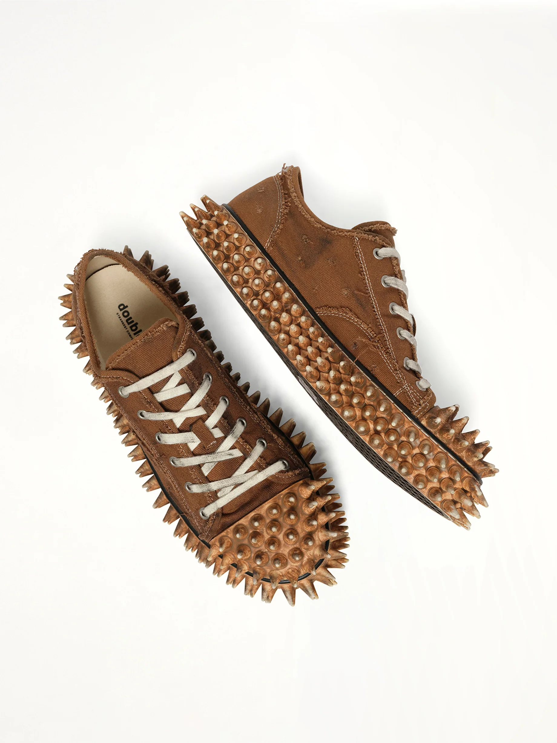 Dirty Spike Toe Cap Canvas Sneaker in Brown - Image 4