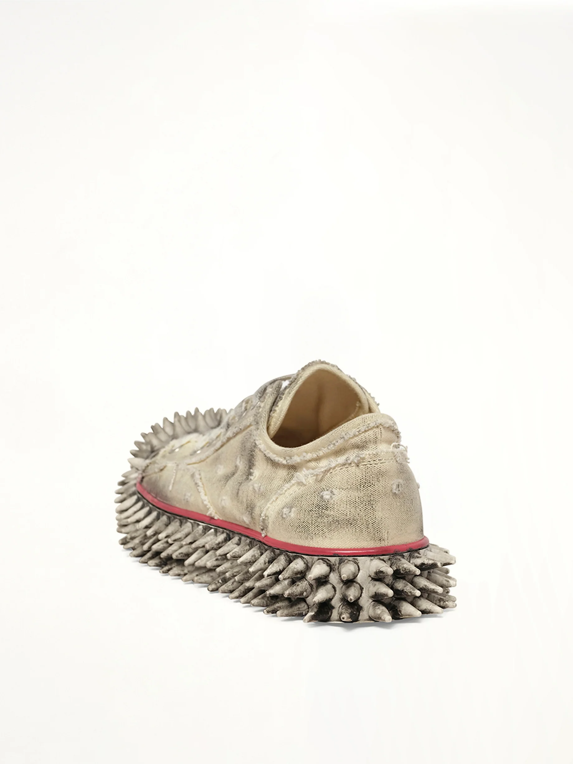 Dirty Spike Toe Cap Canvas Sneaker in White - Image 3
