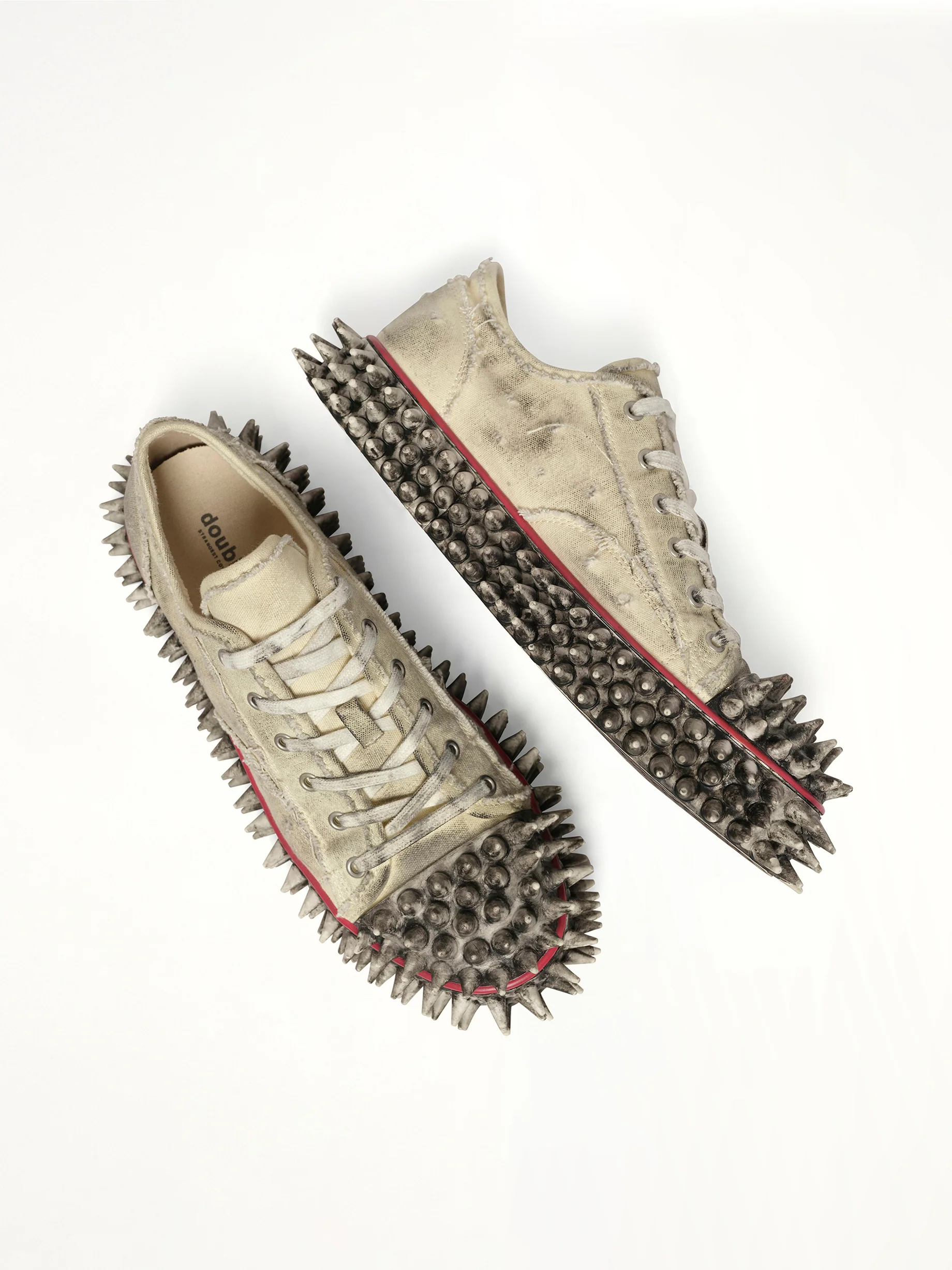 Dirty Spike Toe Cap Canvas Sneaker in White - Image 4