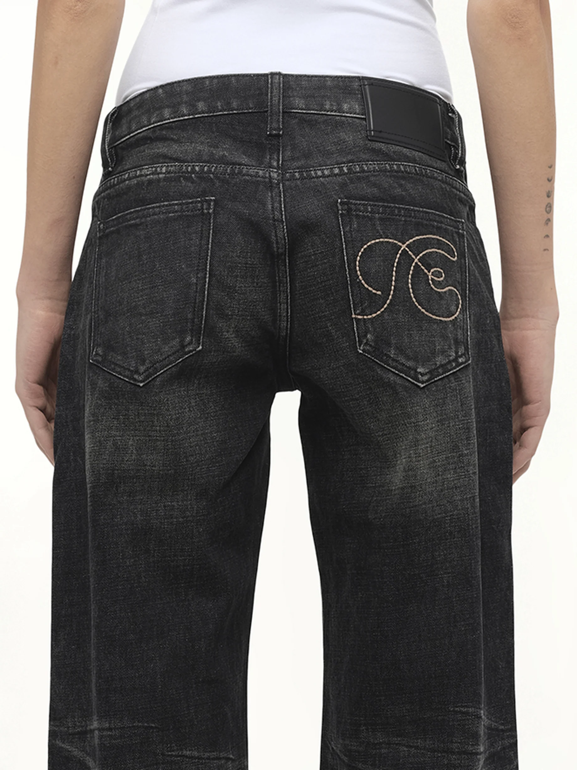 Dirty Wash Straight Jeans in Black - Image 3