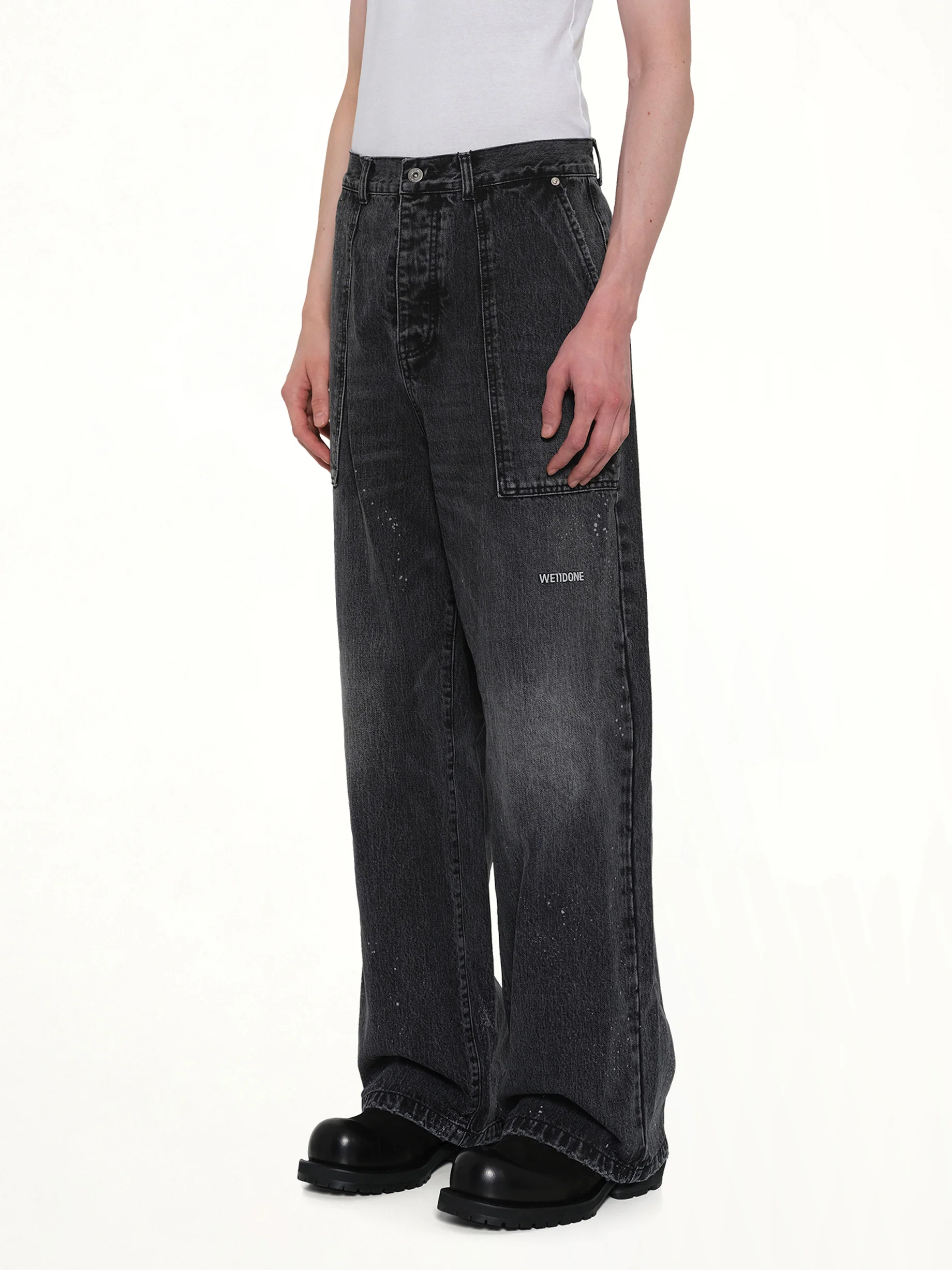 Distressed Cargo Jeans in Black - Image 3