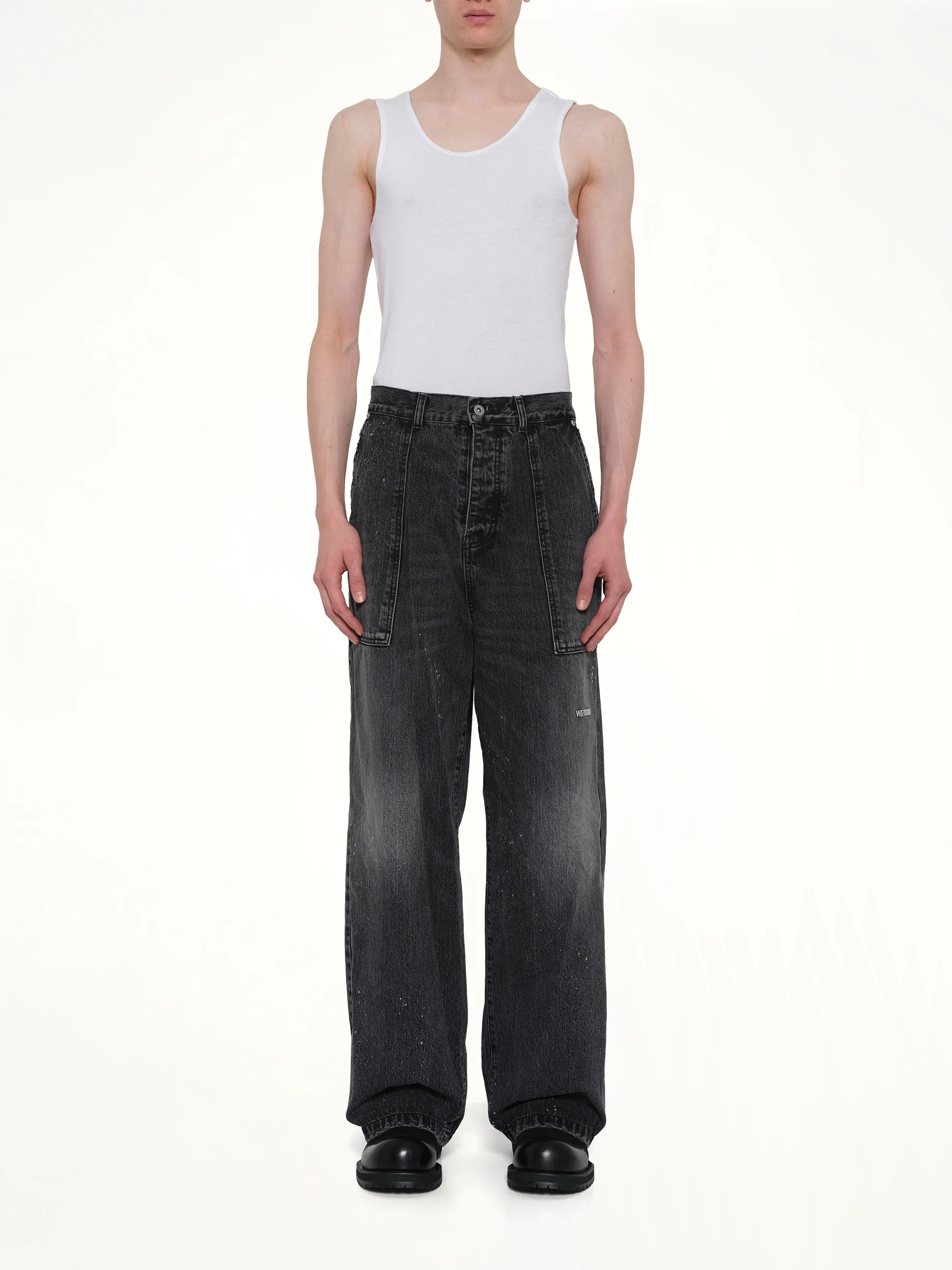 Distressed Cargo Jeans in Black - Image 7
