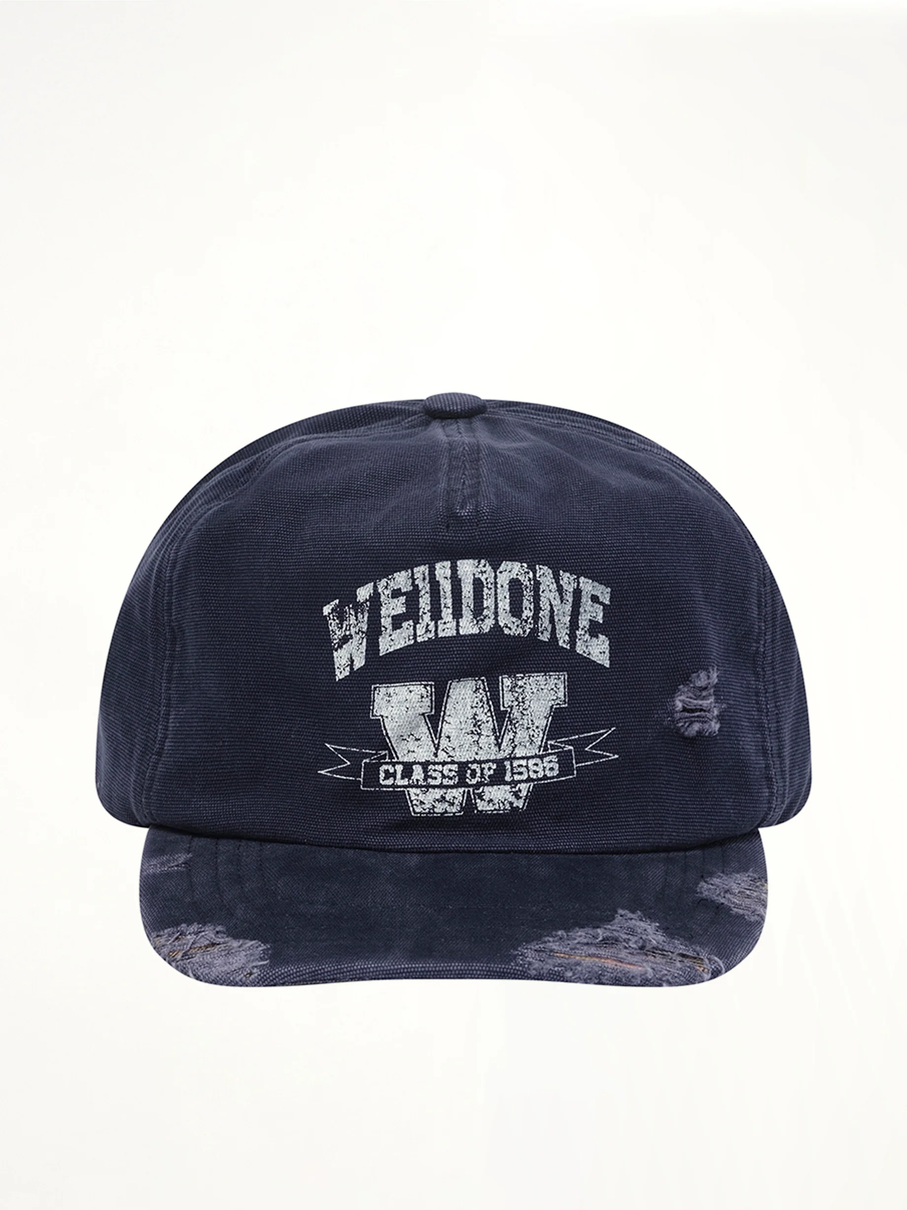 Distressed Collegiate Cap in Navy