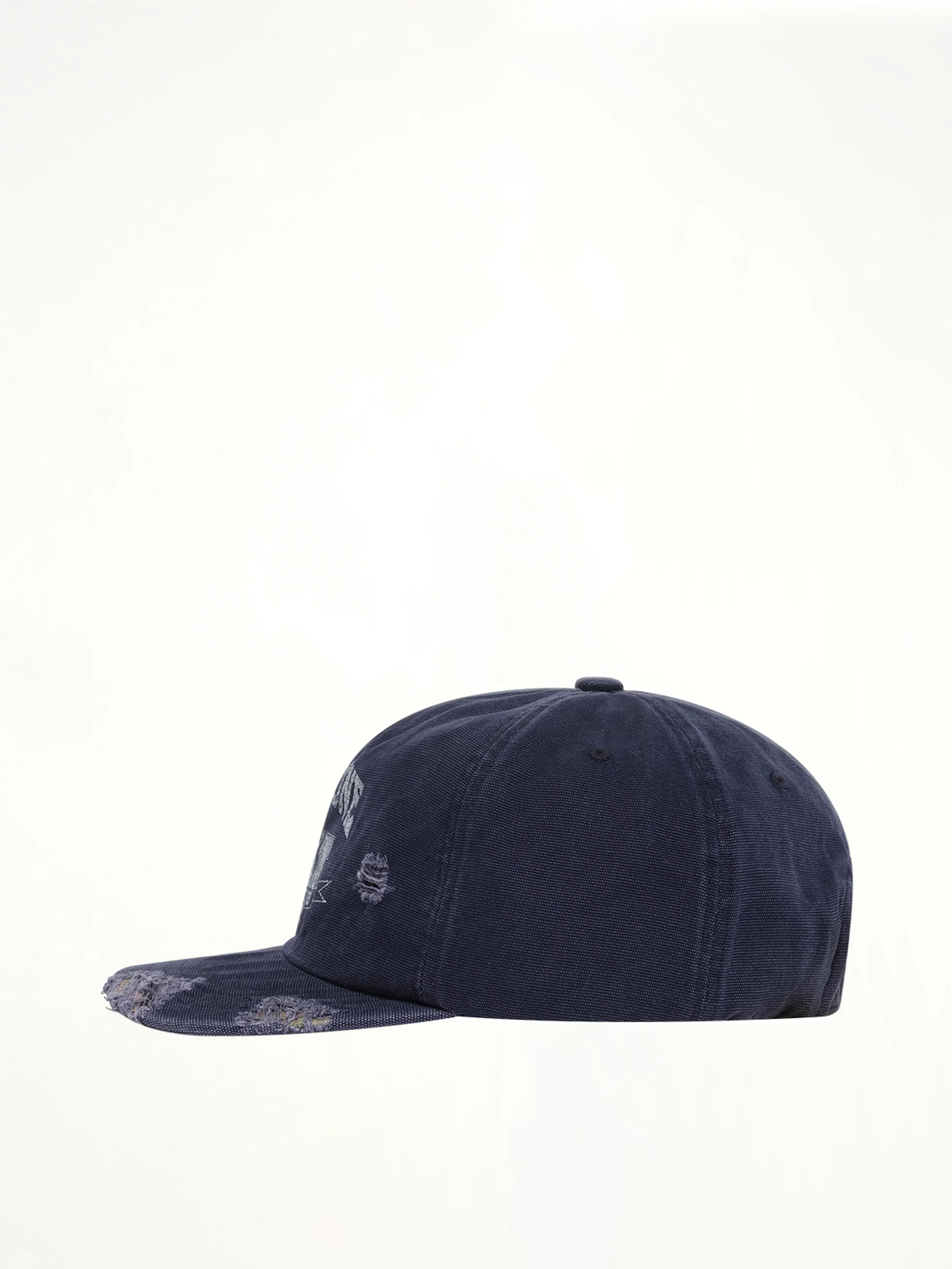 Distressed Collegiate Cap in Navy - Image 2