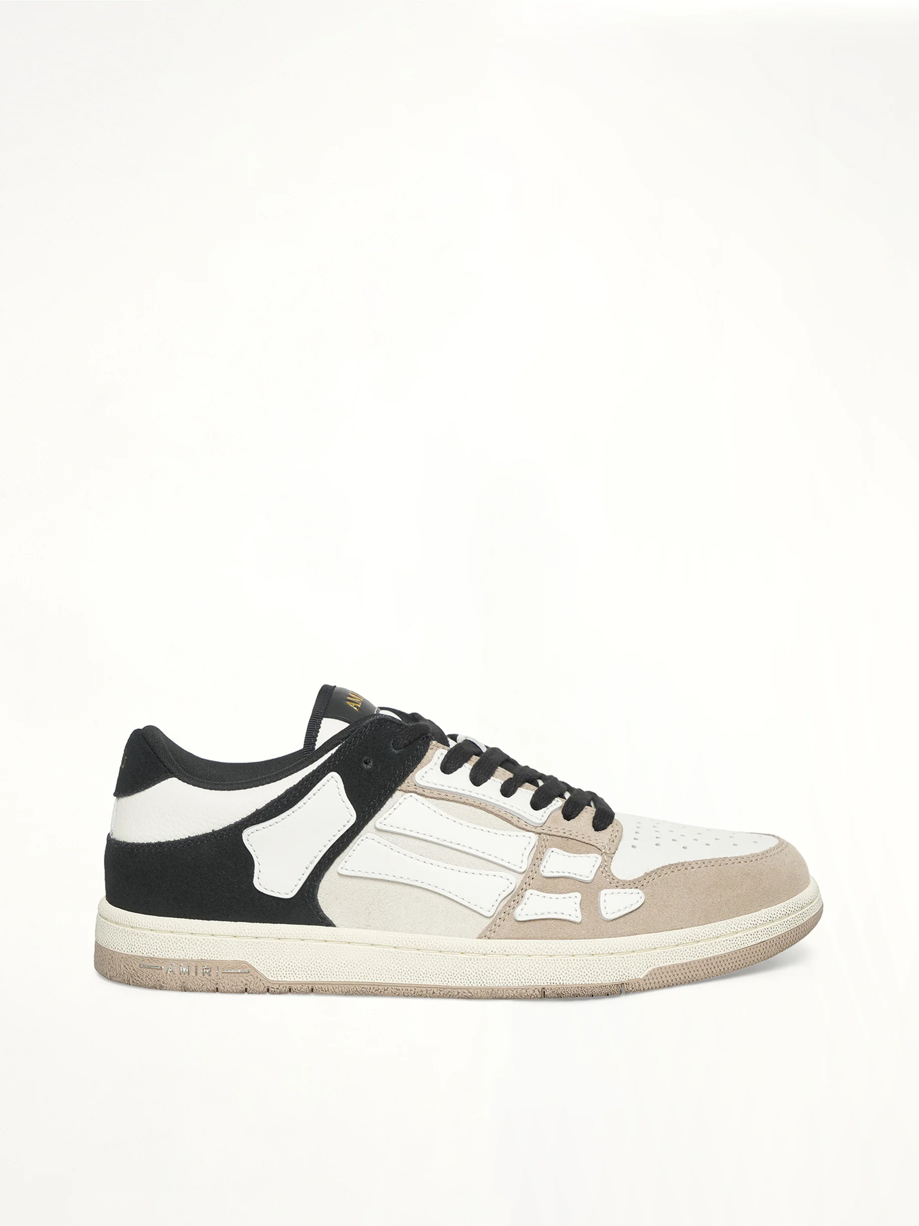 Distressed Skeleton Low Top Sneaker in Black