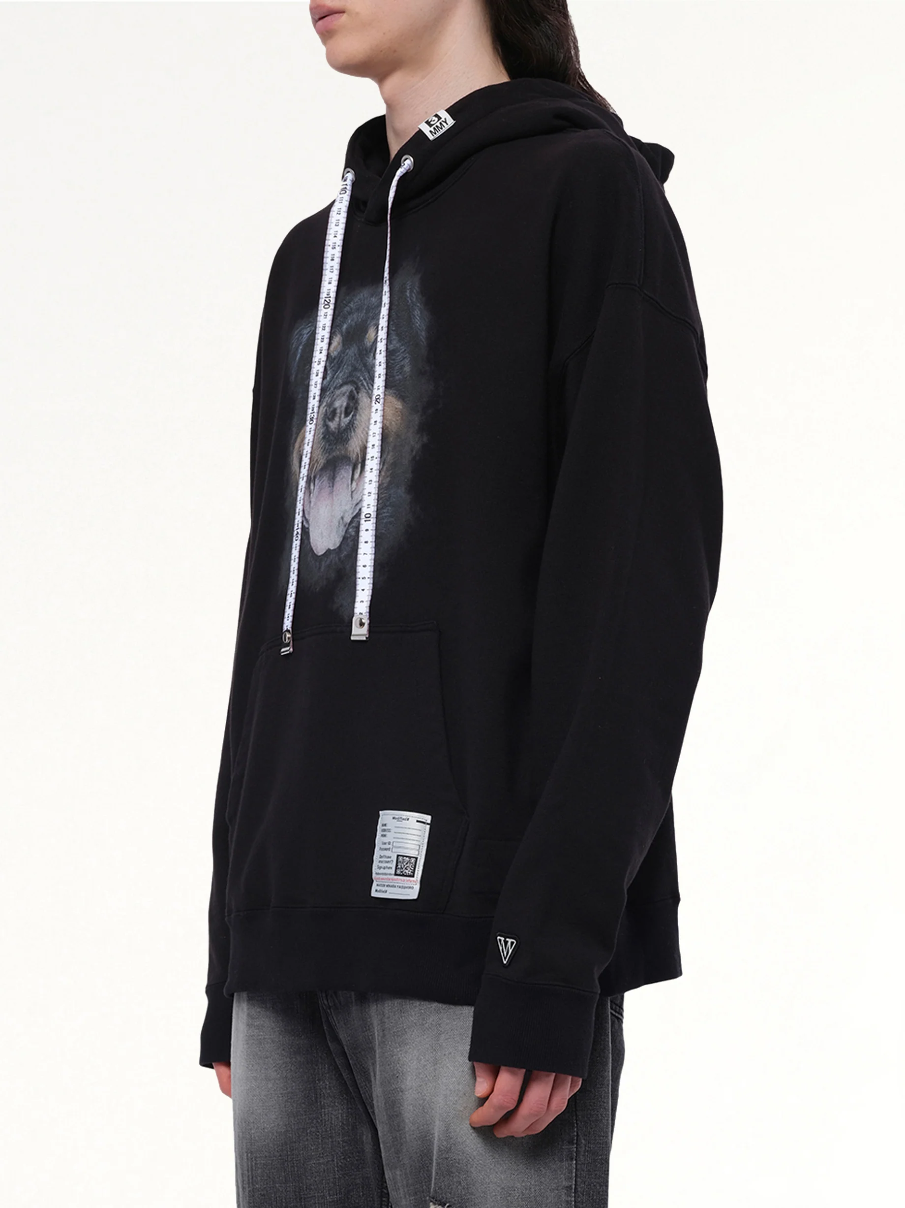 Dog Printed Hoodie in Black - Image 3