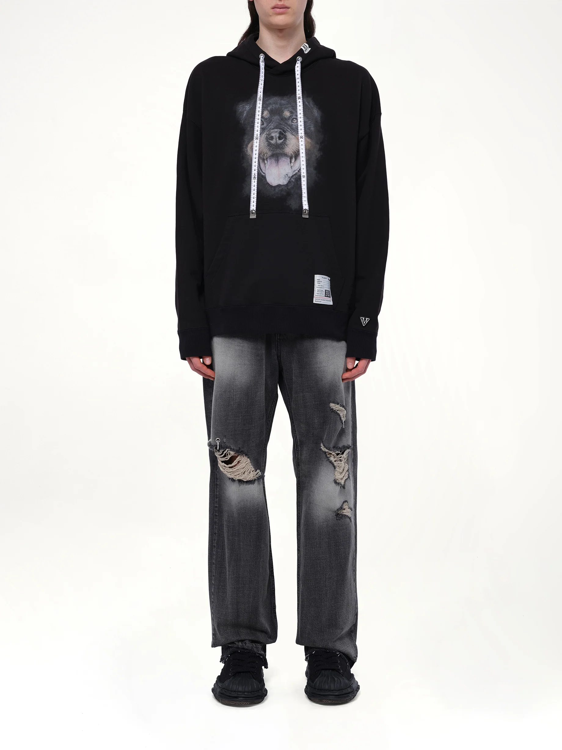 Dog Printed Hoodie in Black - Image 7