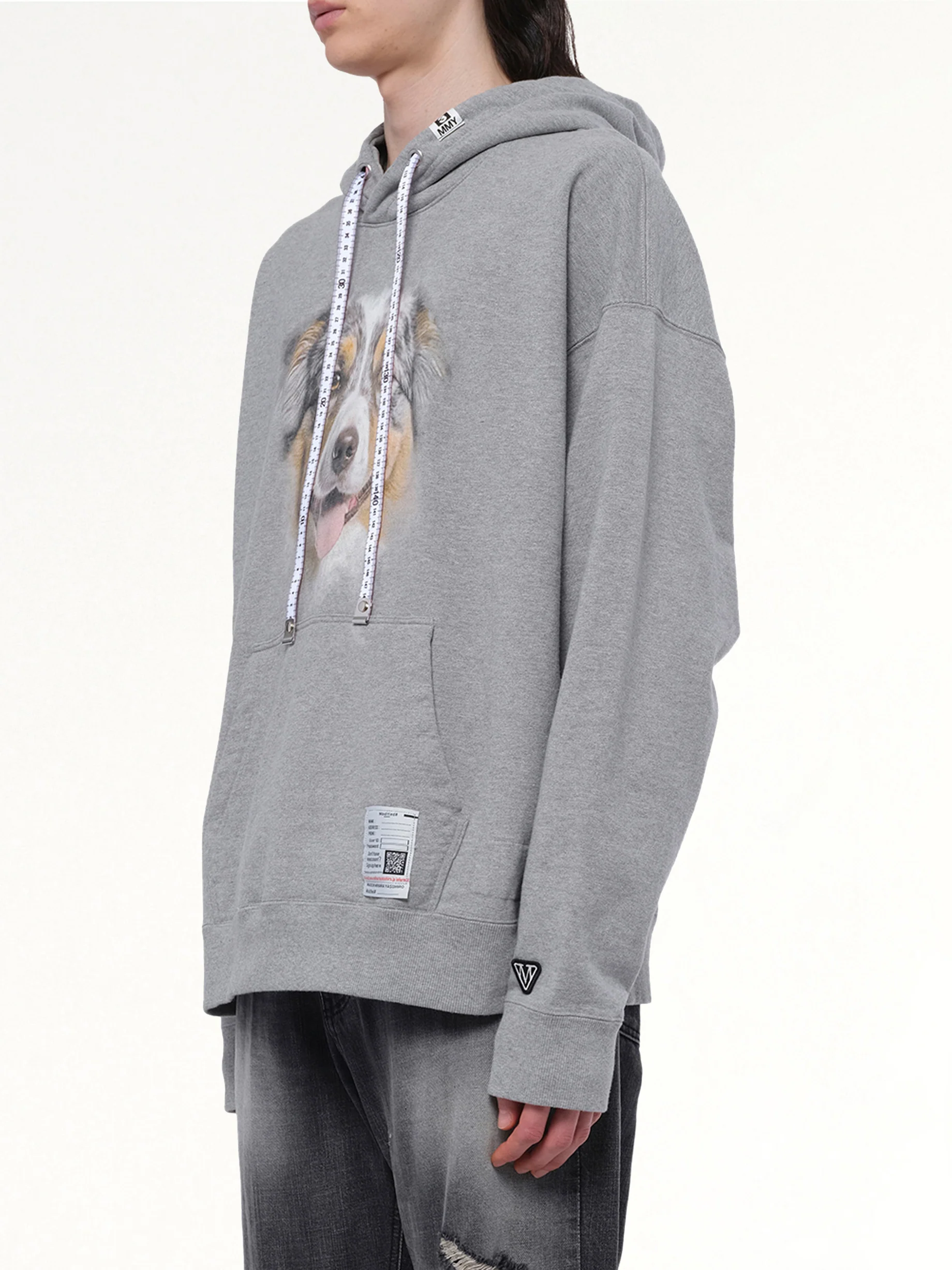 Dog Printed Hoodie in Gray - Image 3