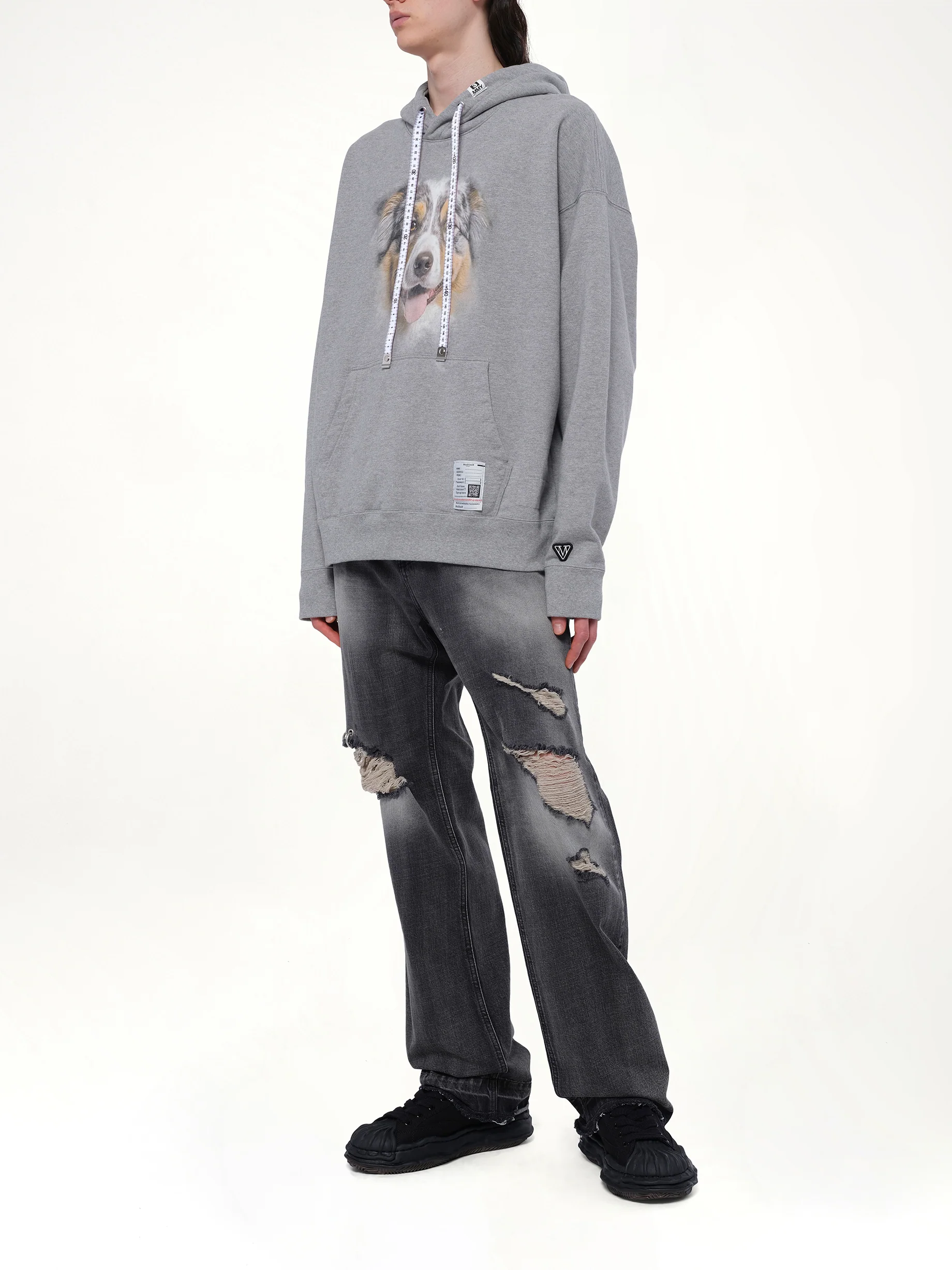 Dog Printed Hoodie in Gray - Image 4