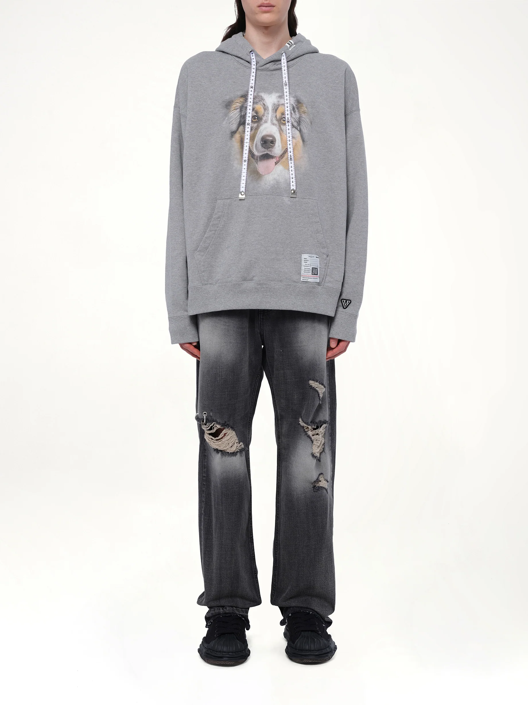 Dog Printed Hoodie in Gray - Image 7