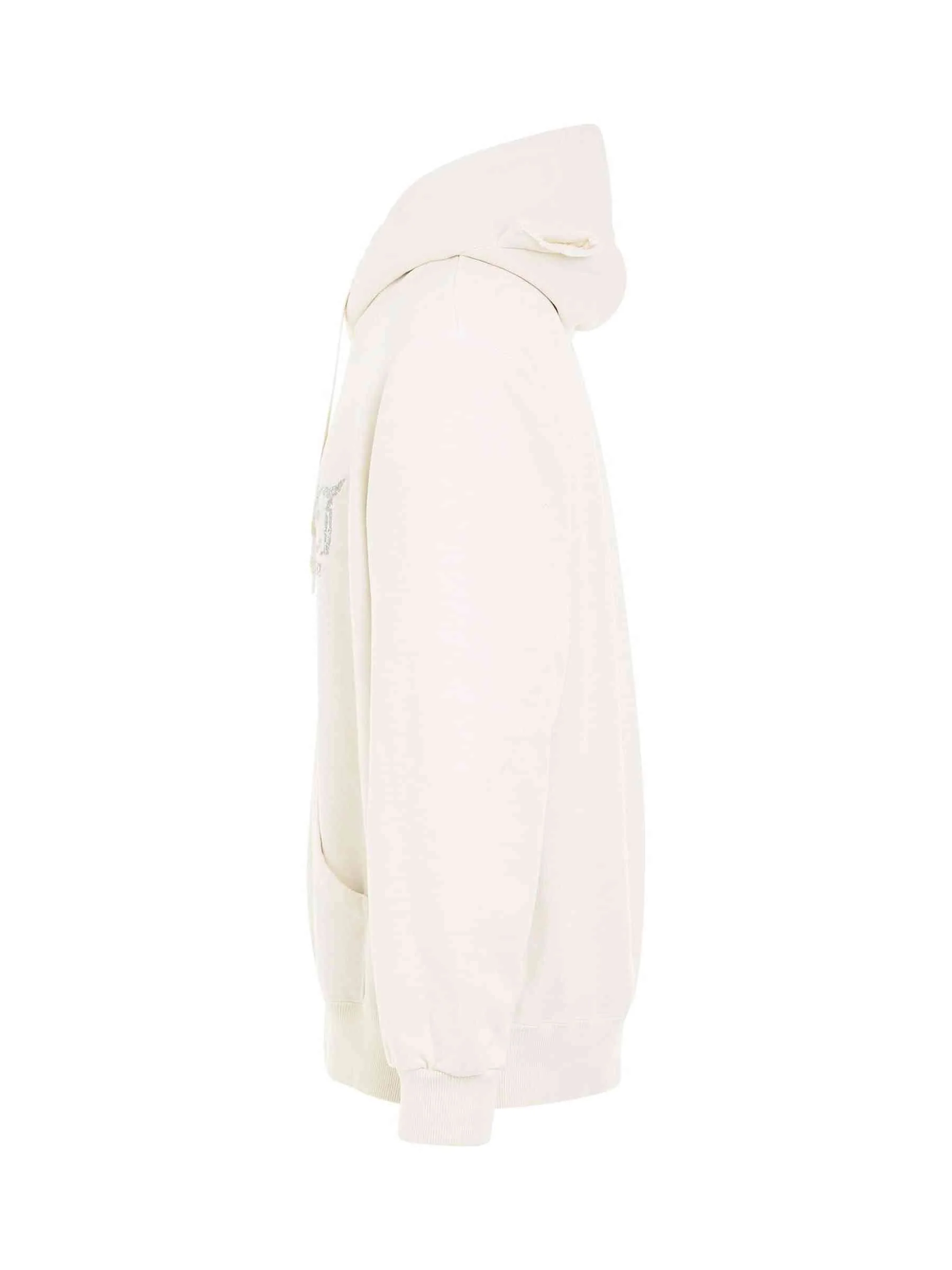"DOUBLAND" Embroidery Hoodie in White - Image 3