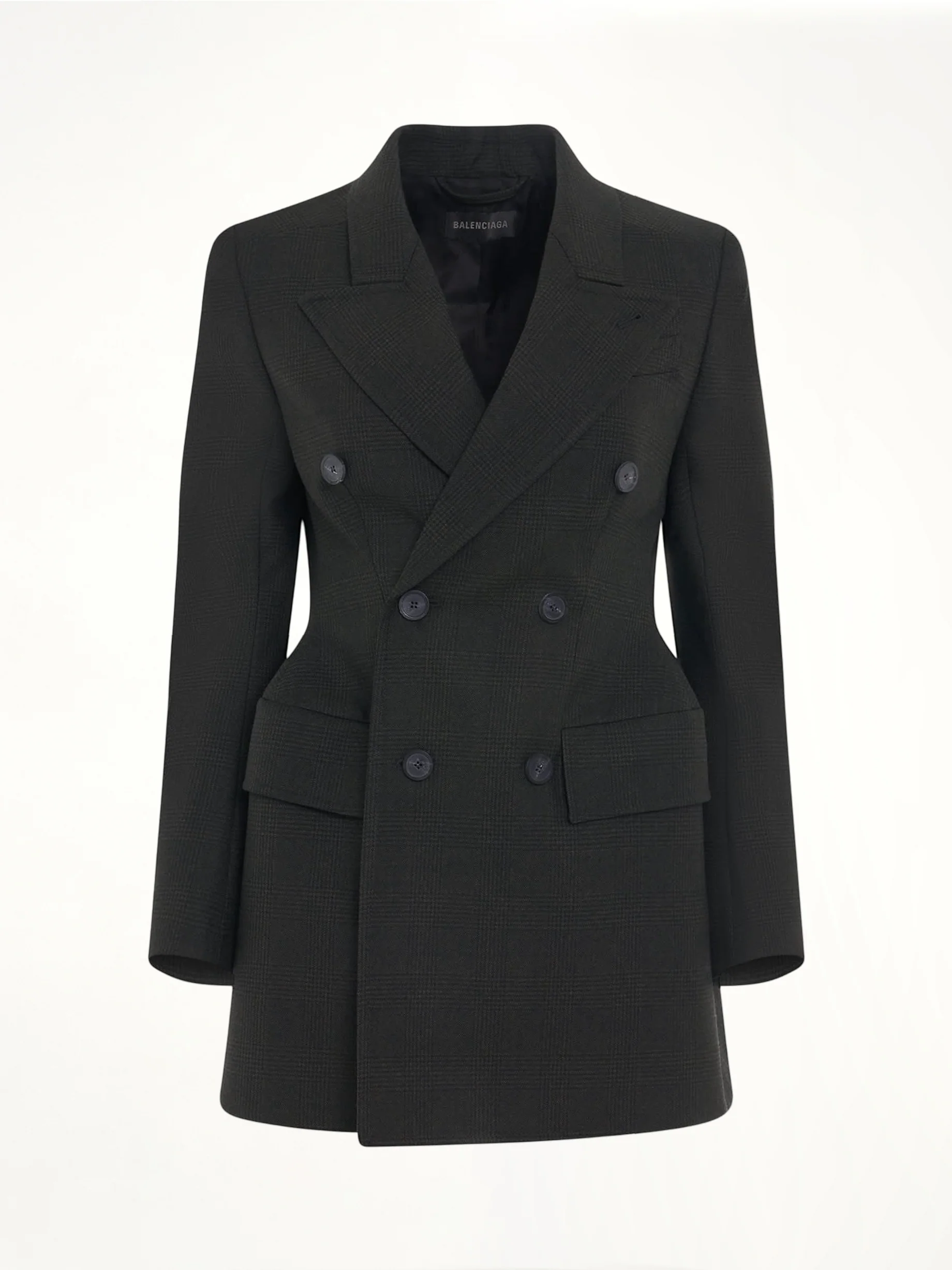 Double Breasted Hourglass Blazer in Khaki/Black