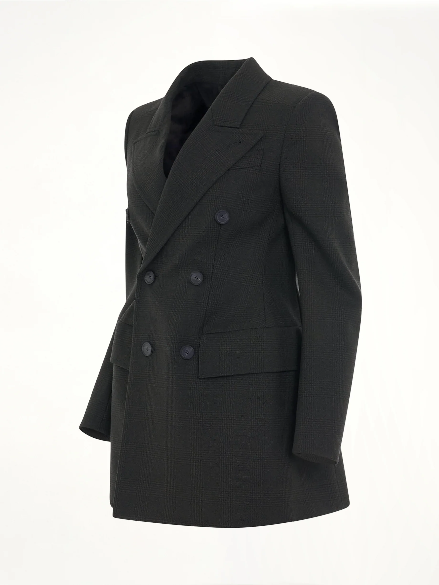 Double Breasted Hourglass Blazer in Khaki/Black - Image 2