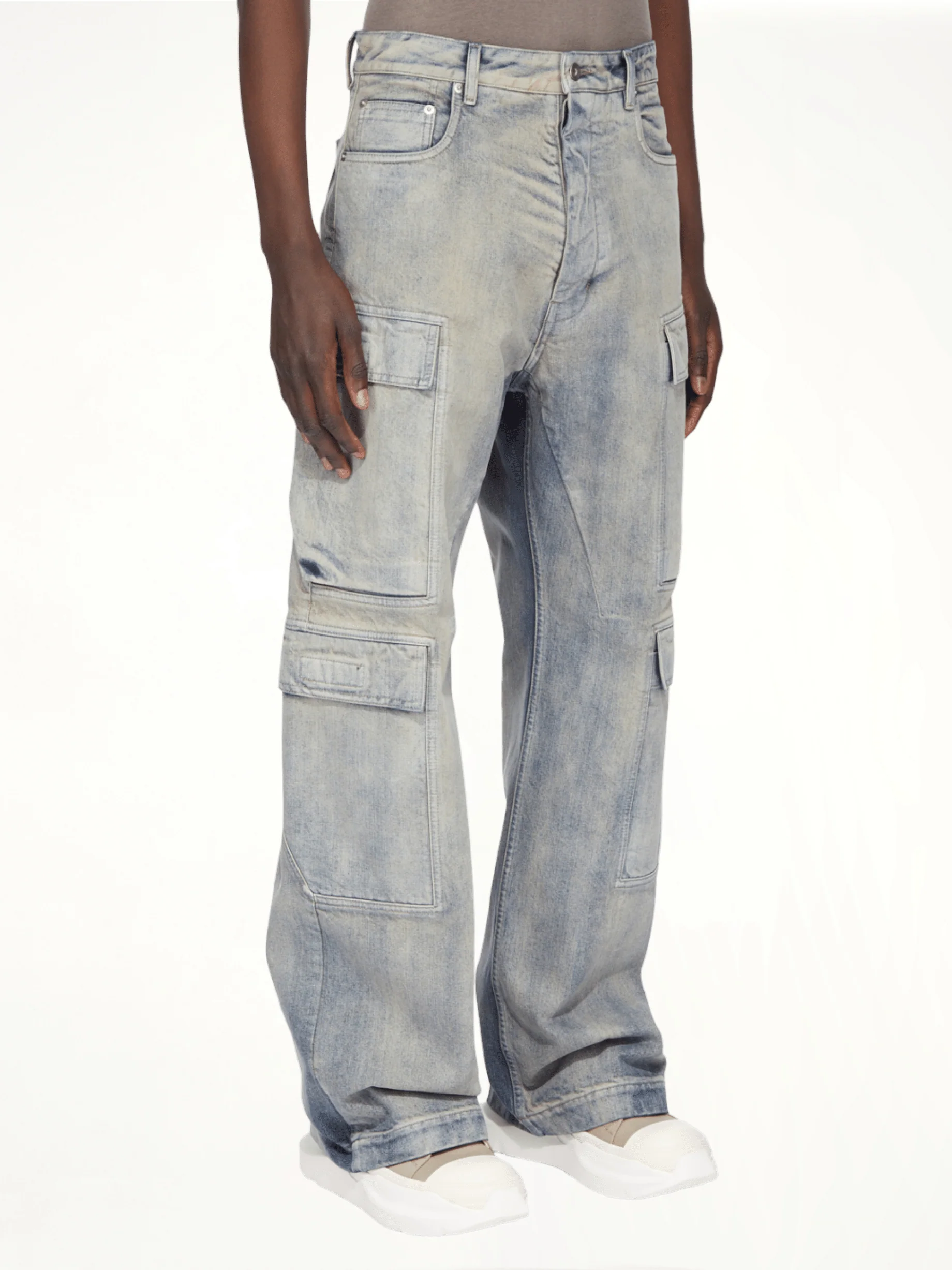 Double Cargo Jeans in Mineral Pearl - Image 4