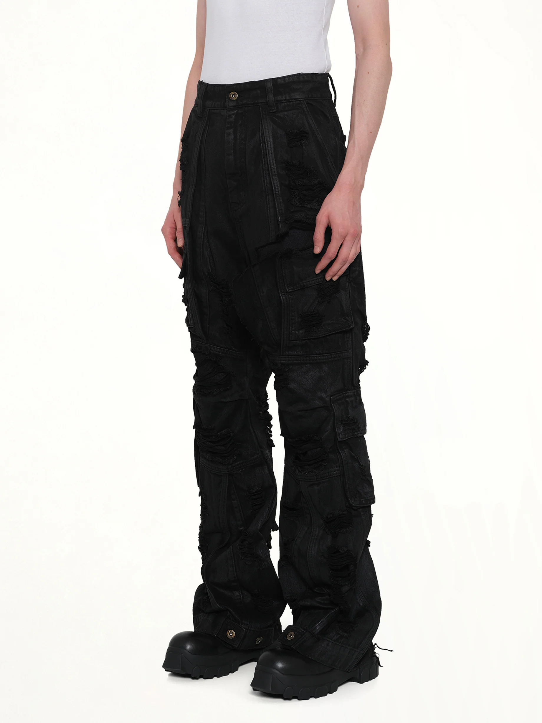 Double-Layer Trousers in Black - Image 3