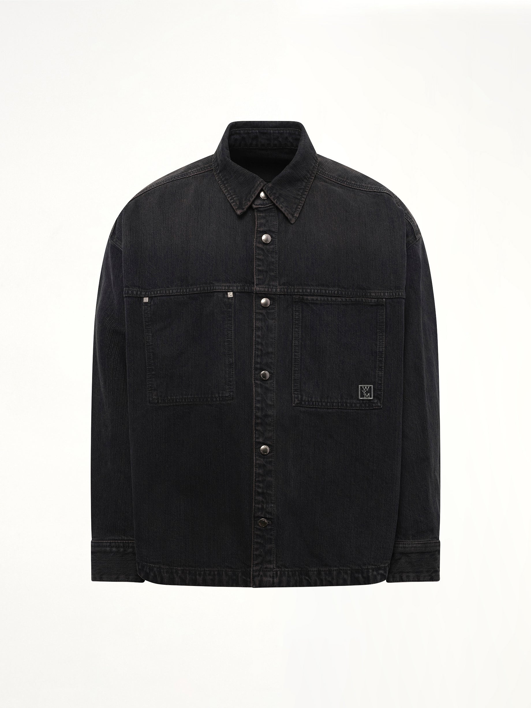 Double Pocket Denim Shirt in Black - Image 2