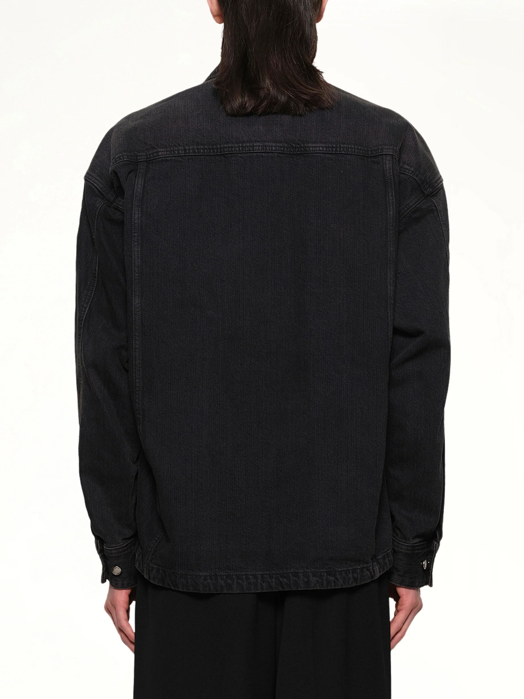 Double Pocket Denim Shirt in Black - Image 5