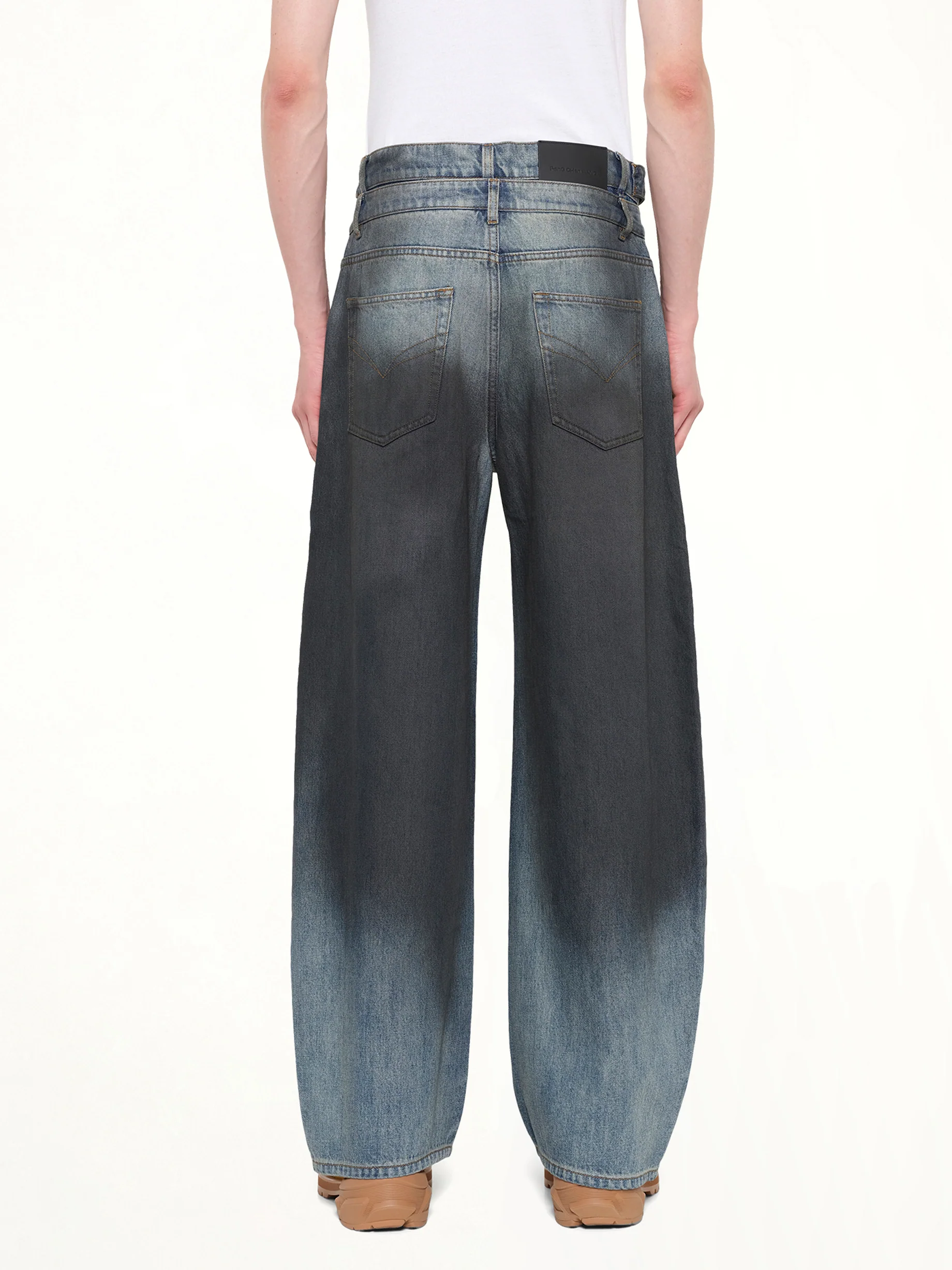 Double Waist Gradient Denim Trousers in Blue/Black - Image 5