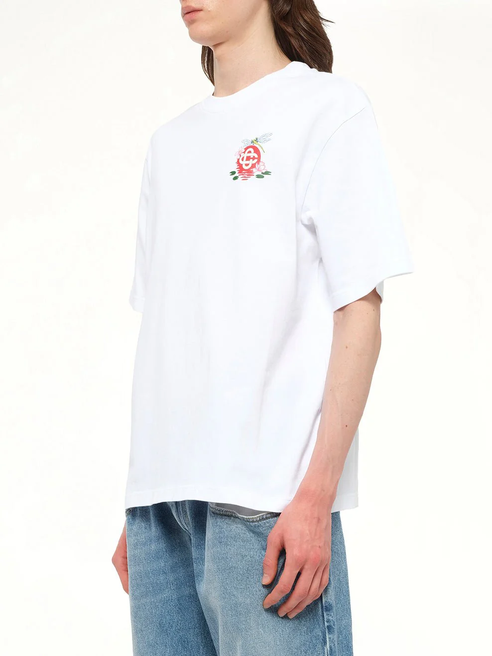Dragonfly Floral Print T-Shirt in White - Image 3