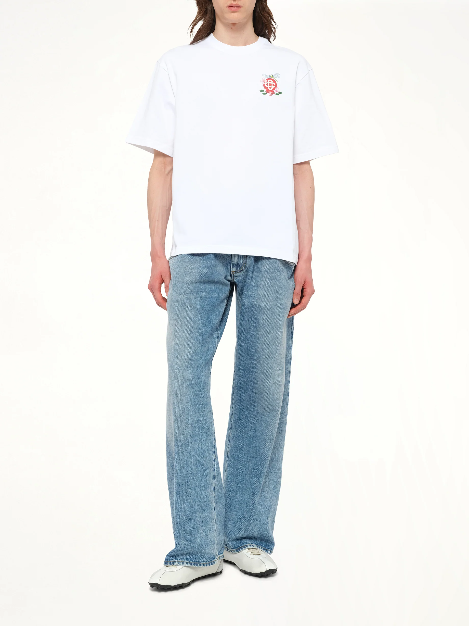 Dragonfly Floral Print T-Shirt in White - Image 4