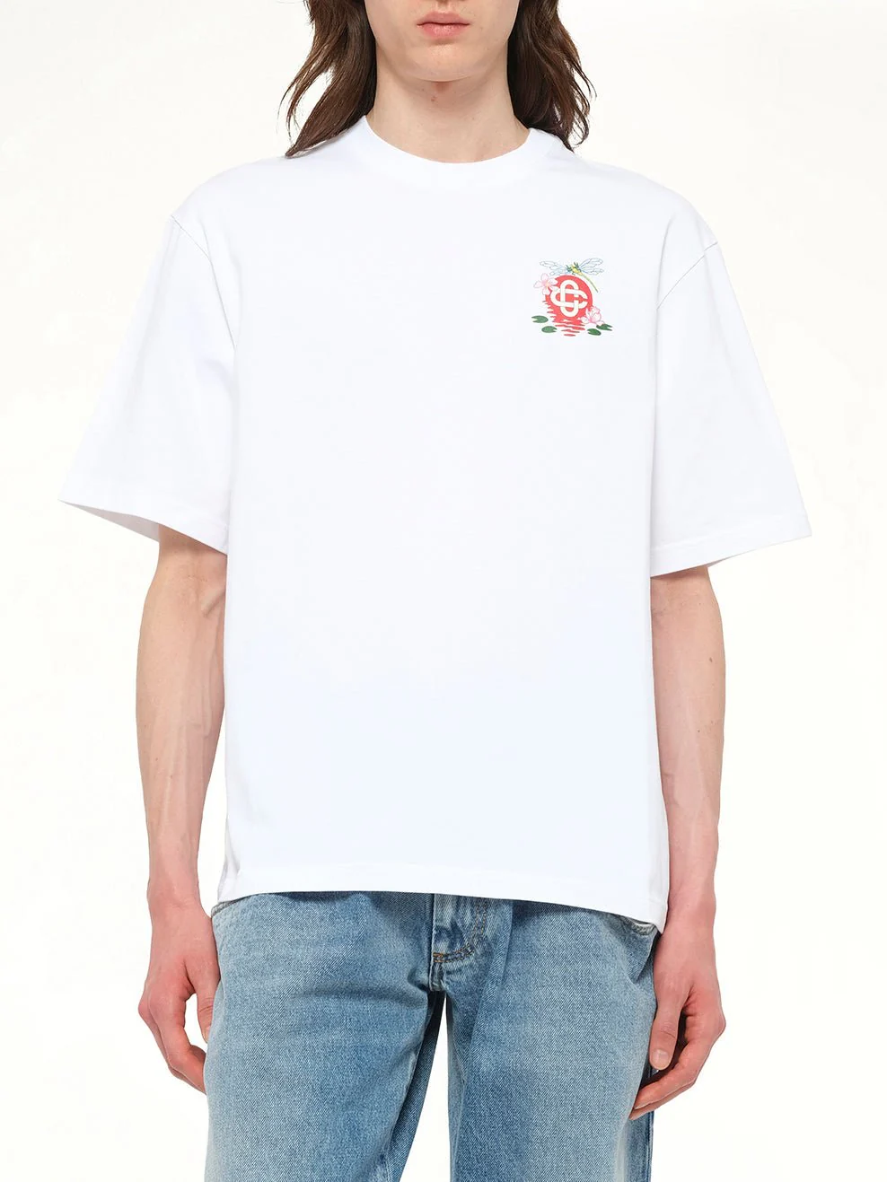 Dragonfly Floral Print T-Shirt in White - Image 6
