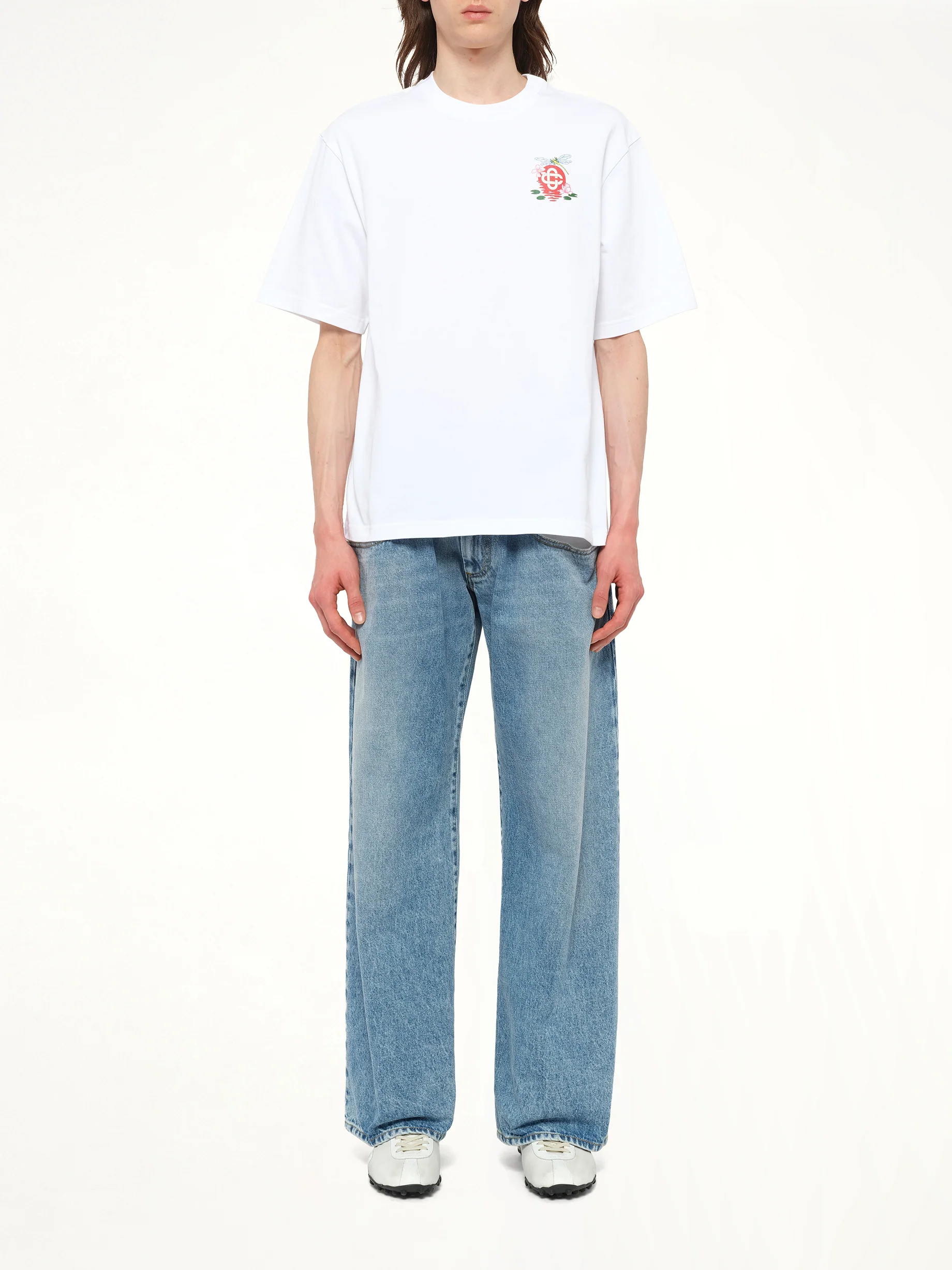 Dragonfly Floral Print T-Shirt in White - Image 7