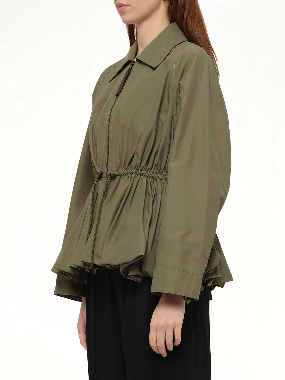 Drape Jacket in Khaki Green - Image 3