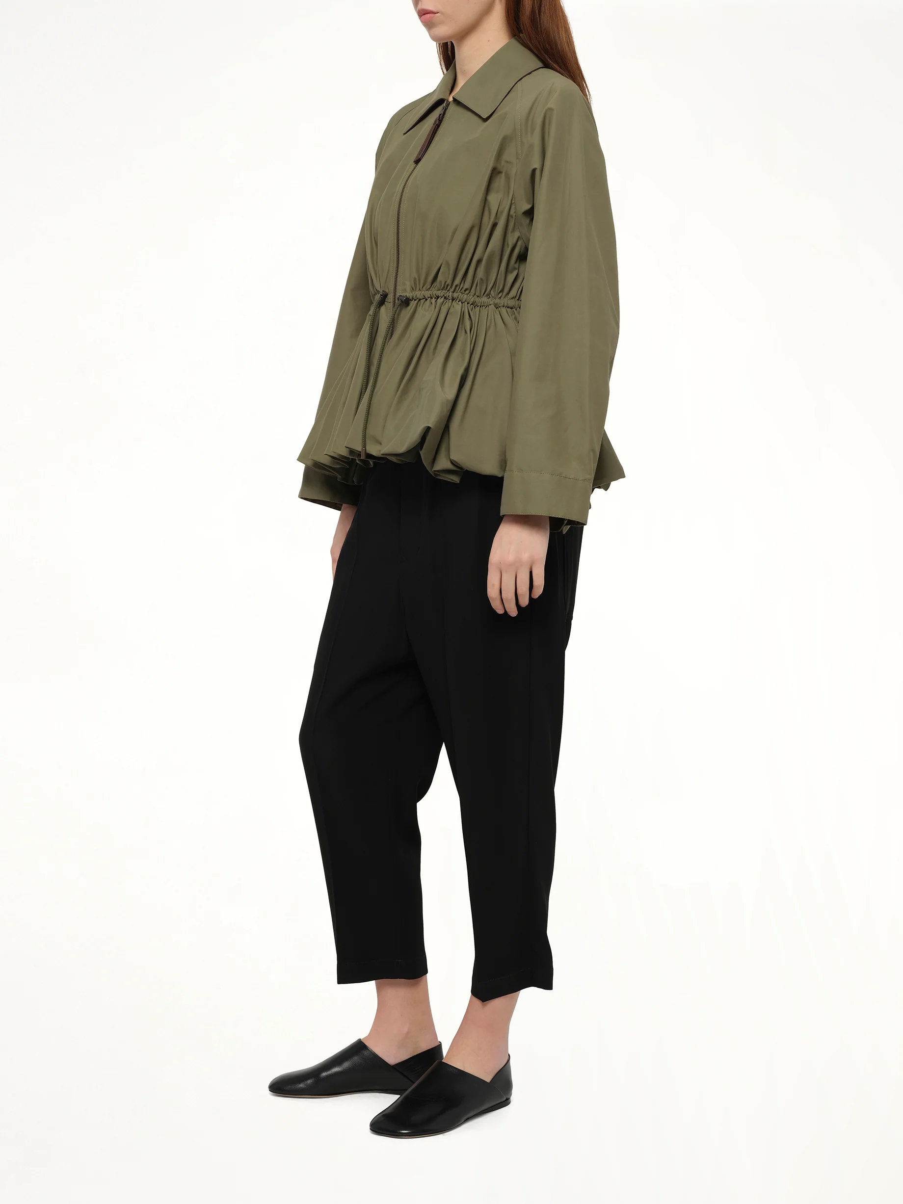 Drape Jacket in Khaki Green - Image 4