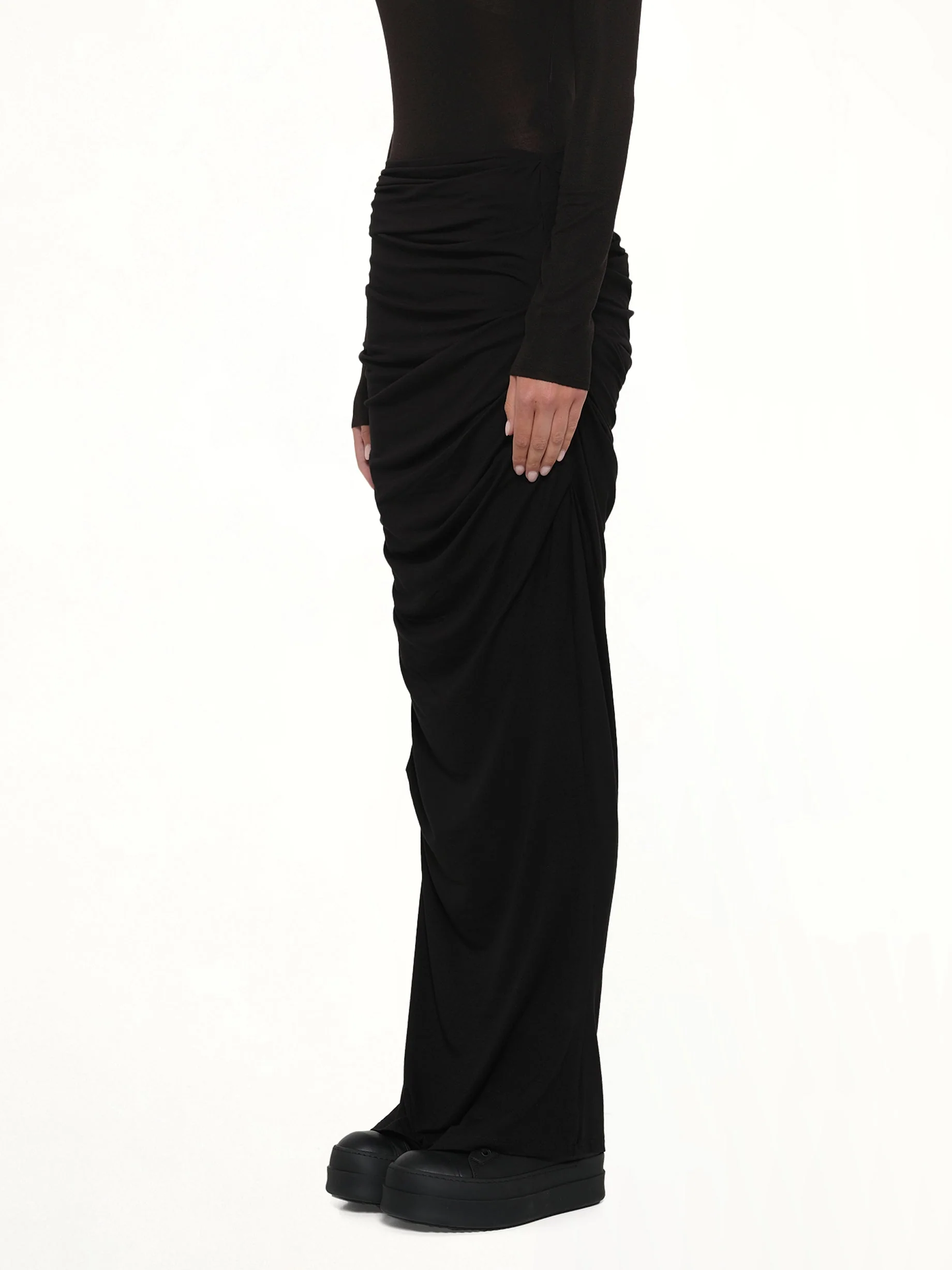 Drape Skirt in Black - Image 3