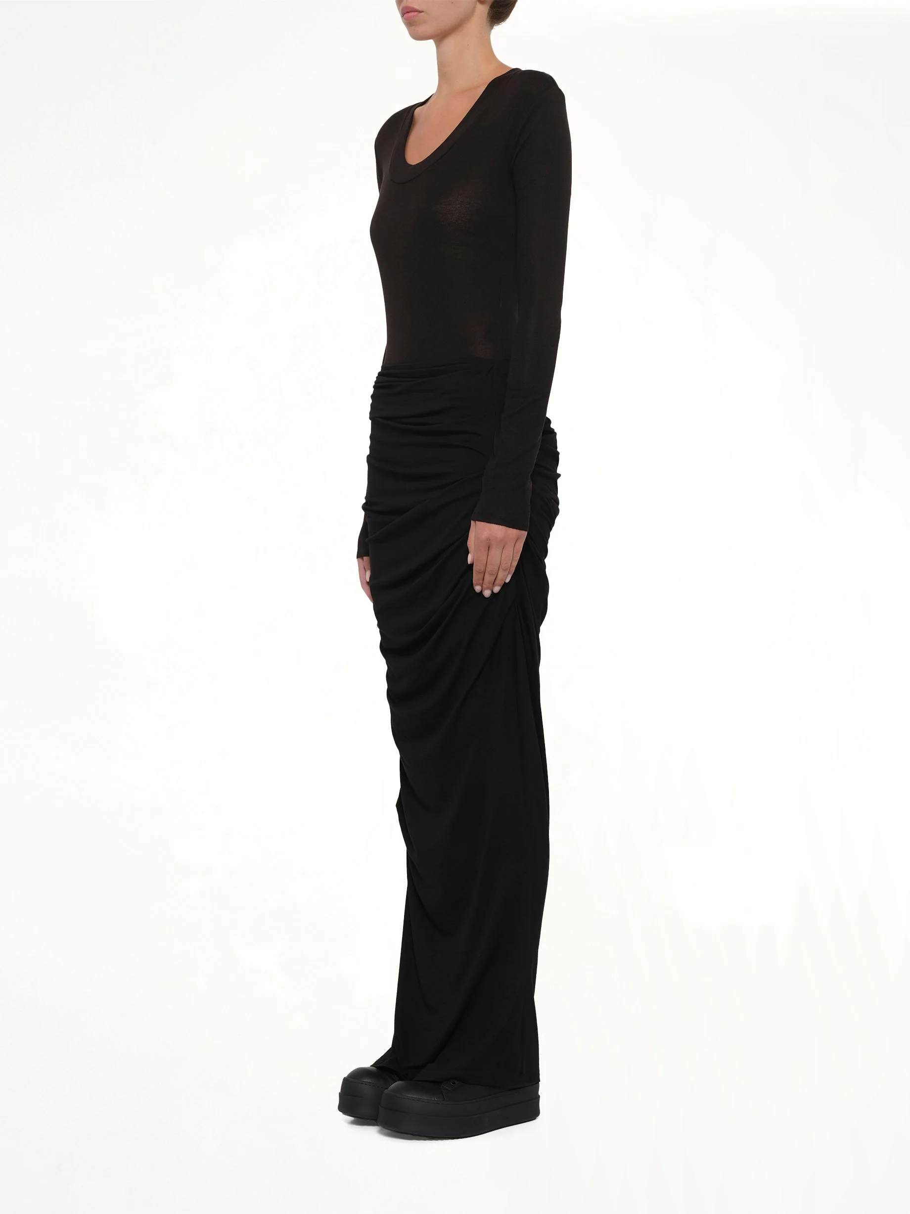 Drape Skirt in Black - Image 4