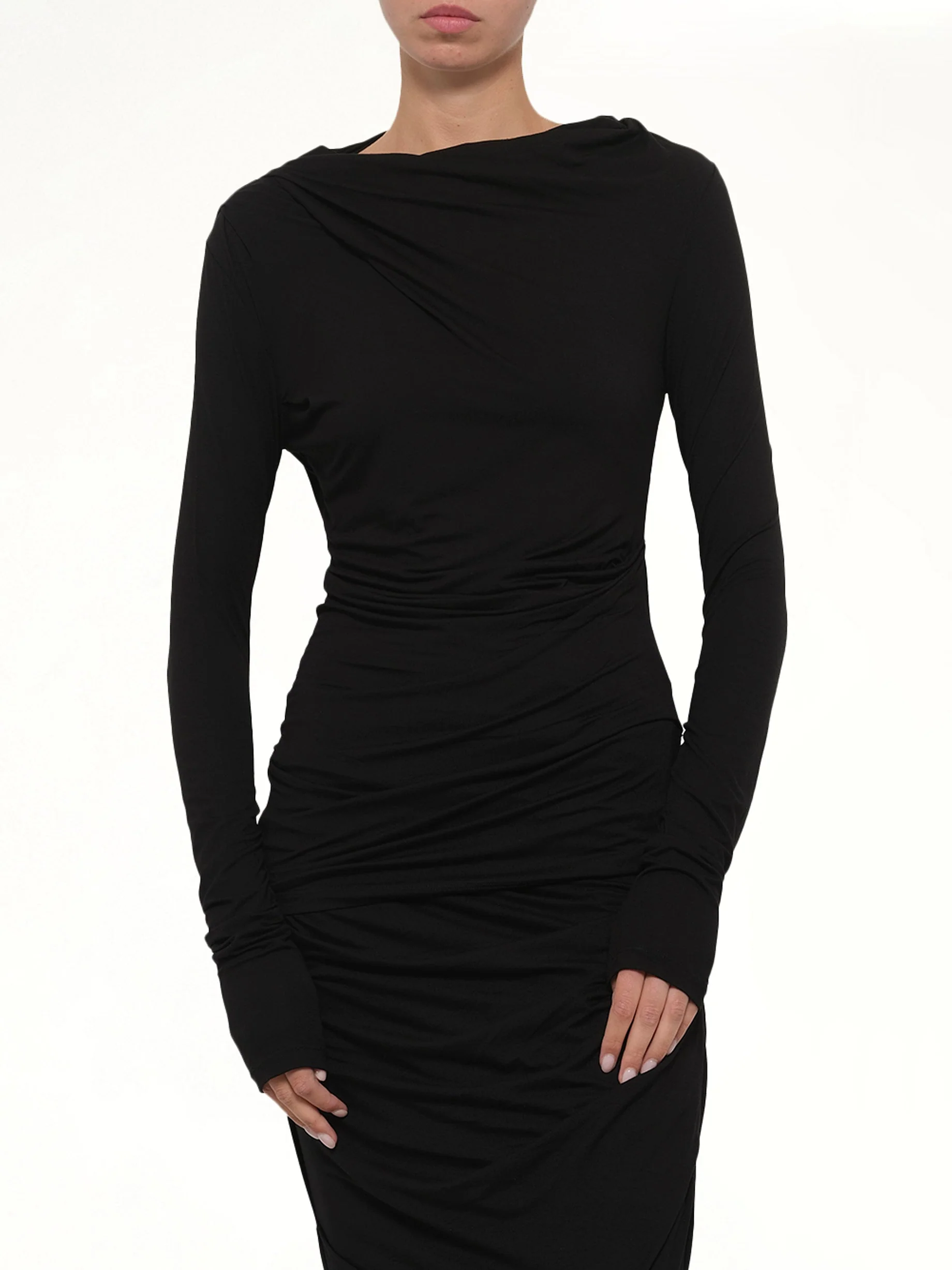 Drape Top in Black - Image 6
