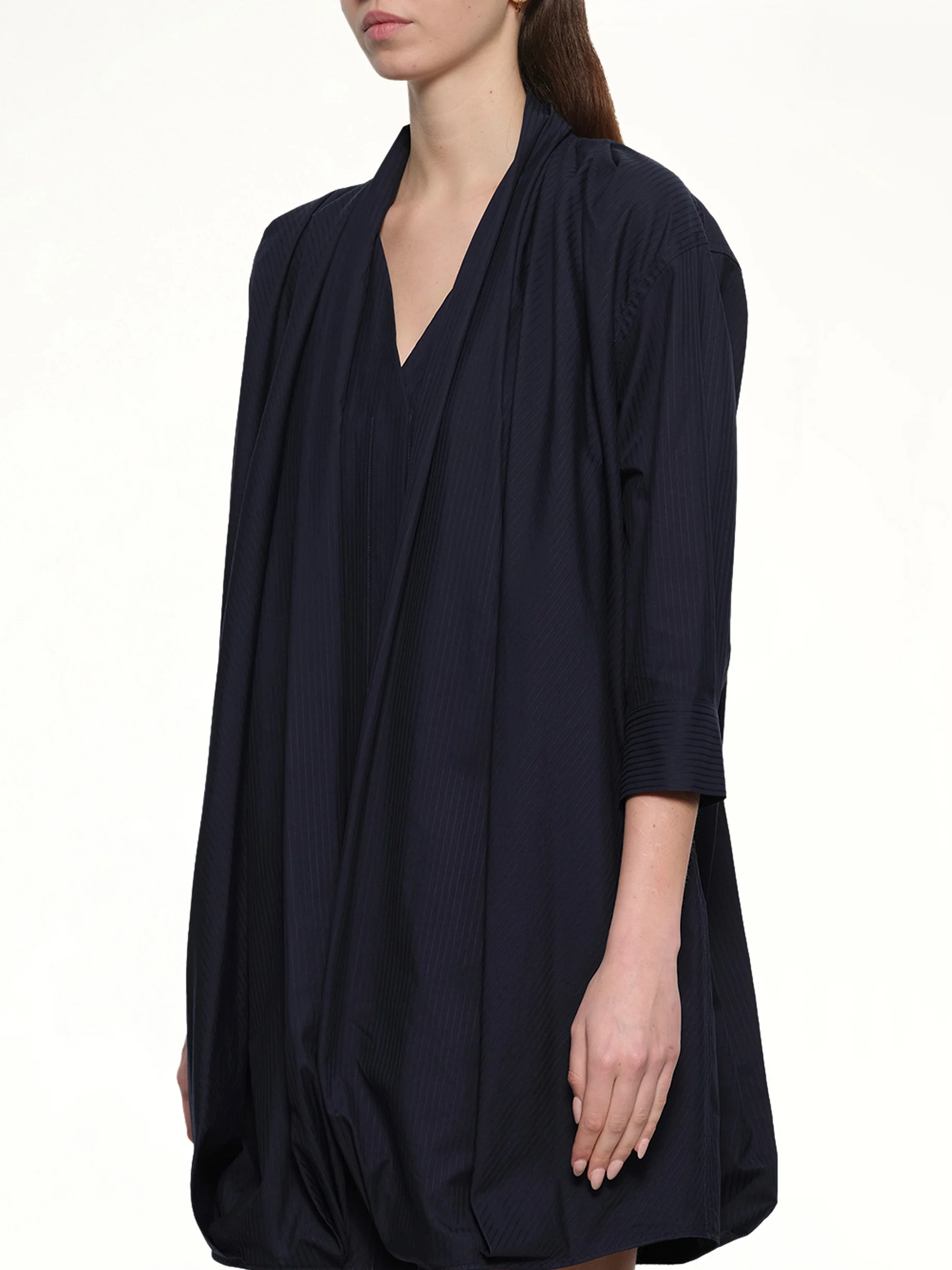 Draped Dress in Navy Blue - Image 3