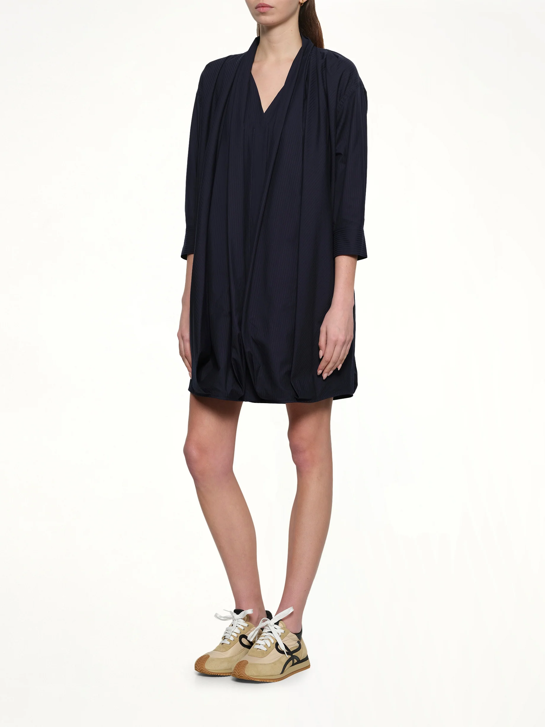 Draped Dress in Navy Blue - Image 4