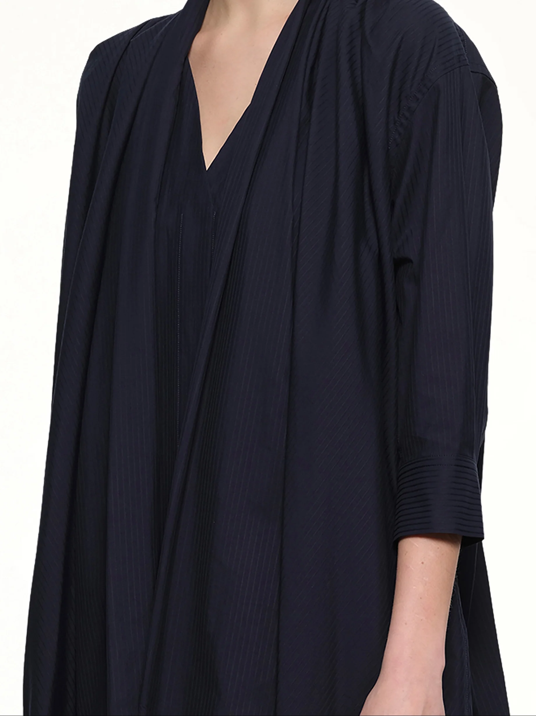 Draped Dress in Navy Blue - Image 6
