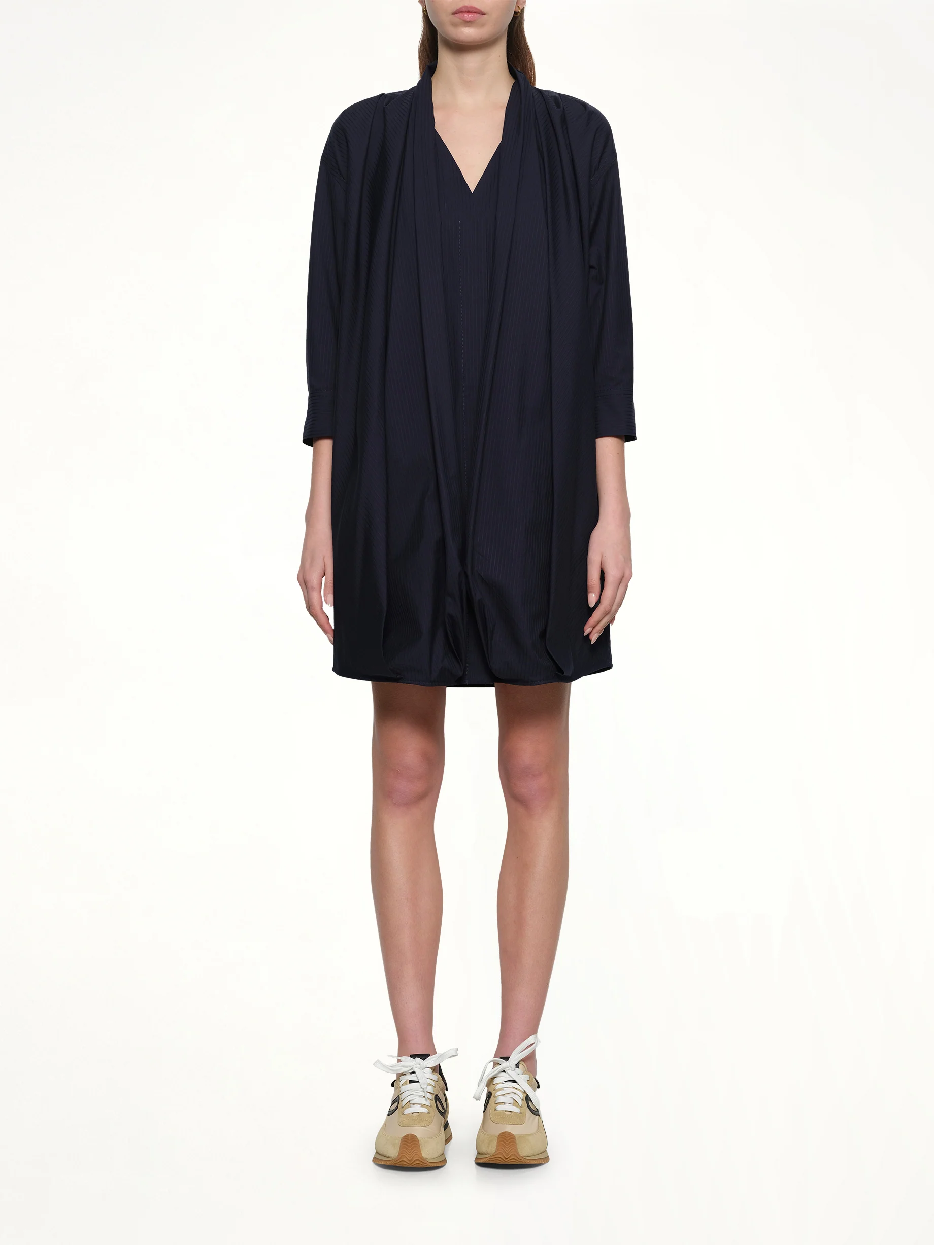 Draped Dress in Navy Blue - Image 7