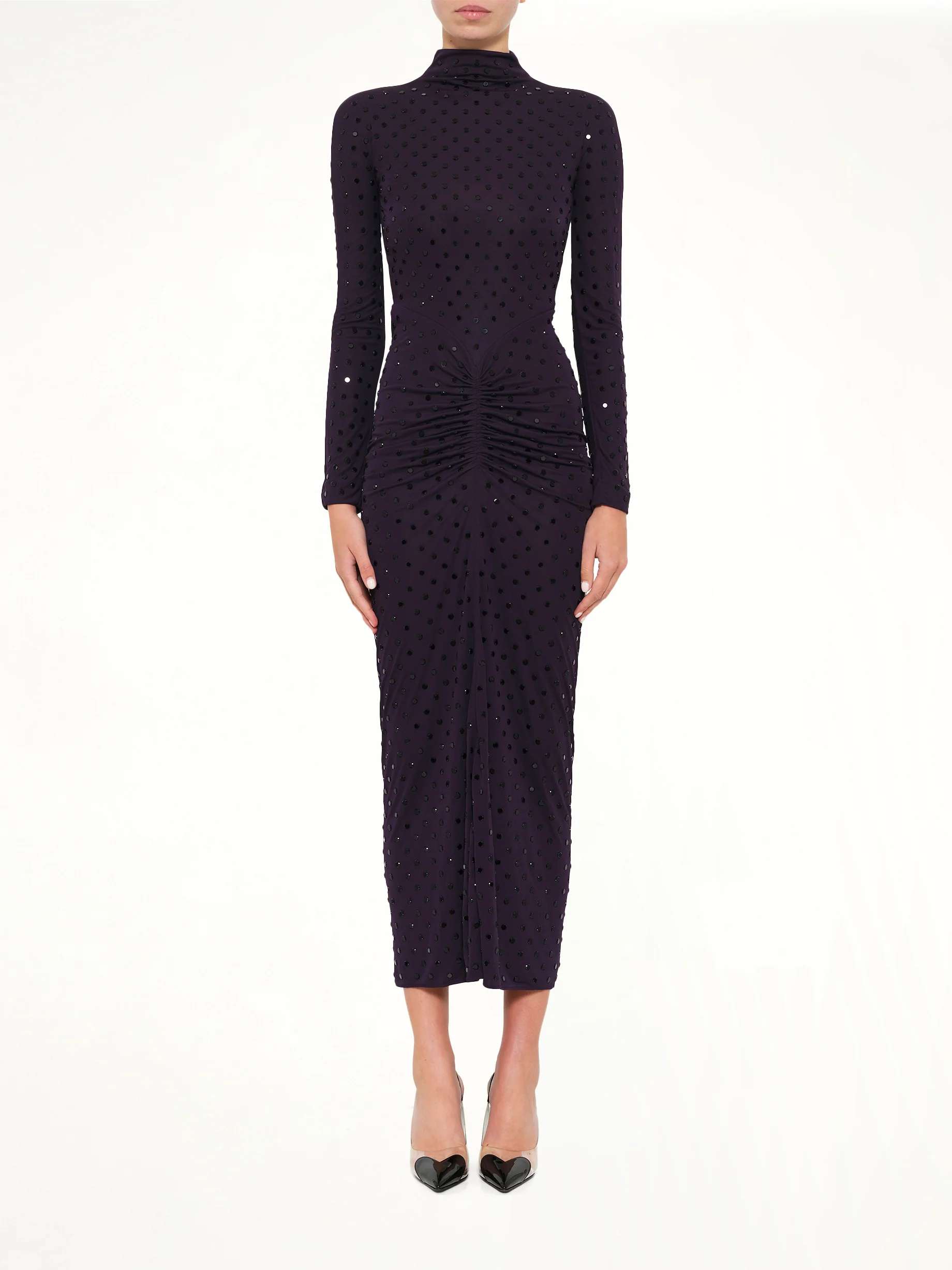 Draped Dress LS in Aubergine