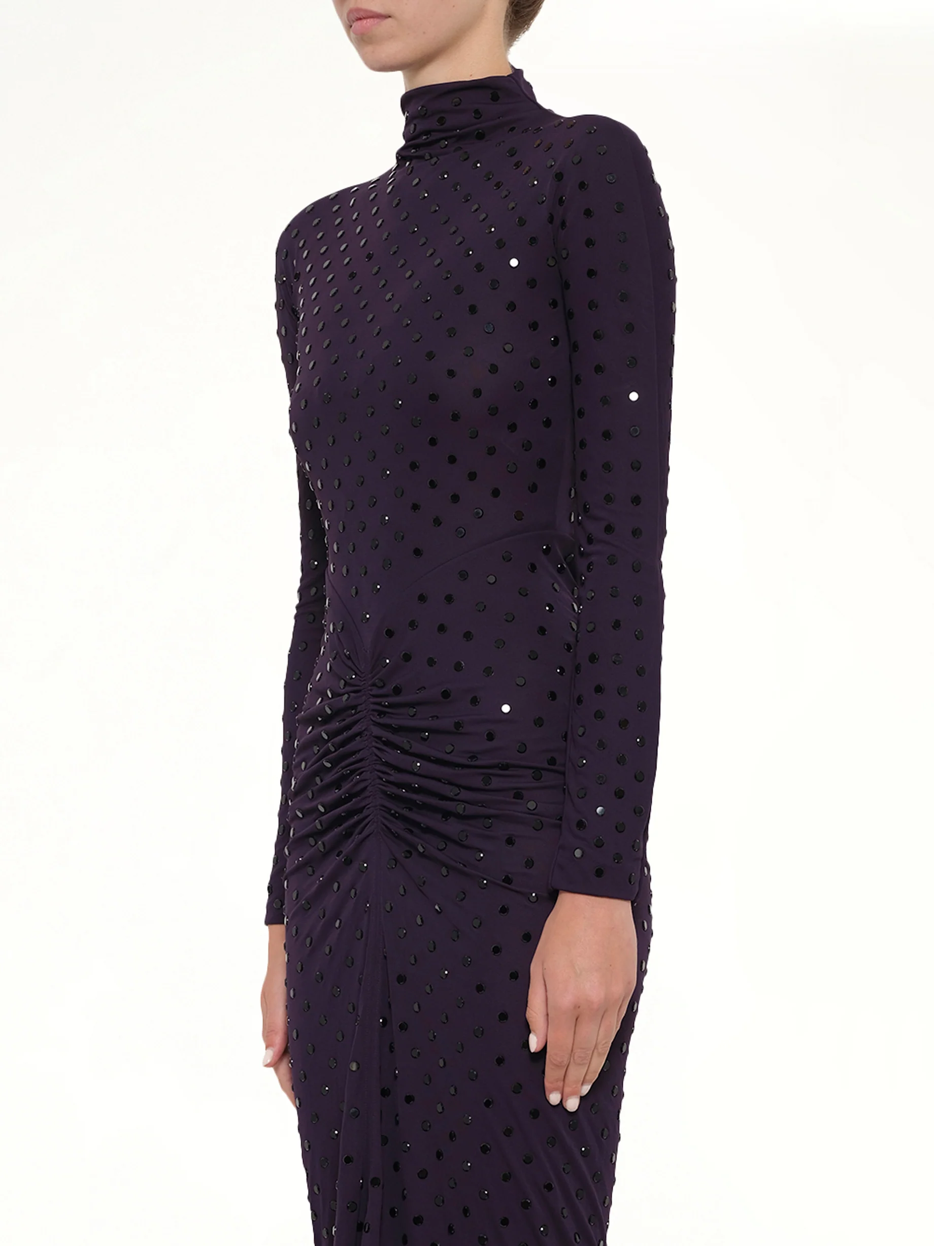 Draped Dress LS in Aubergine - Image 3