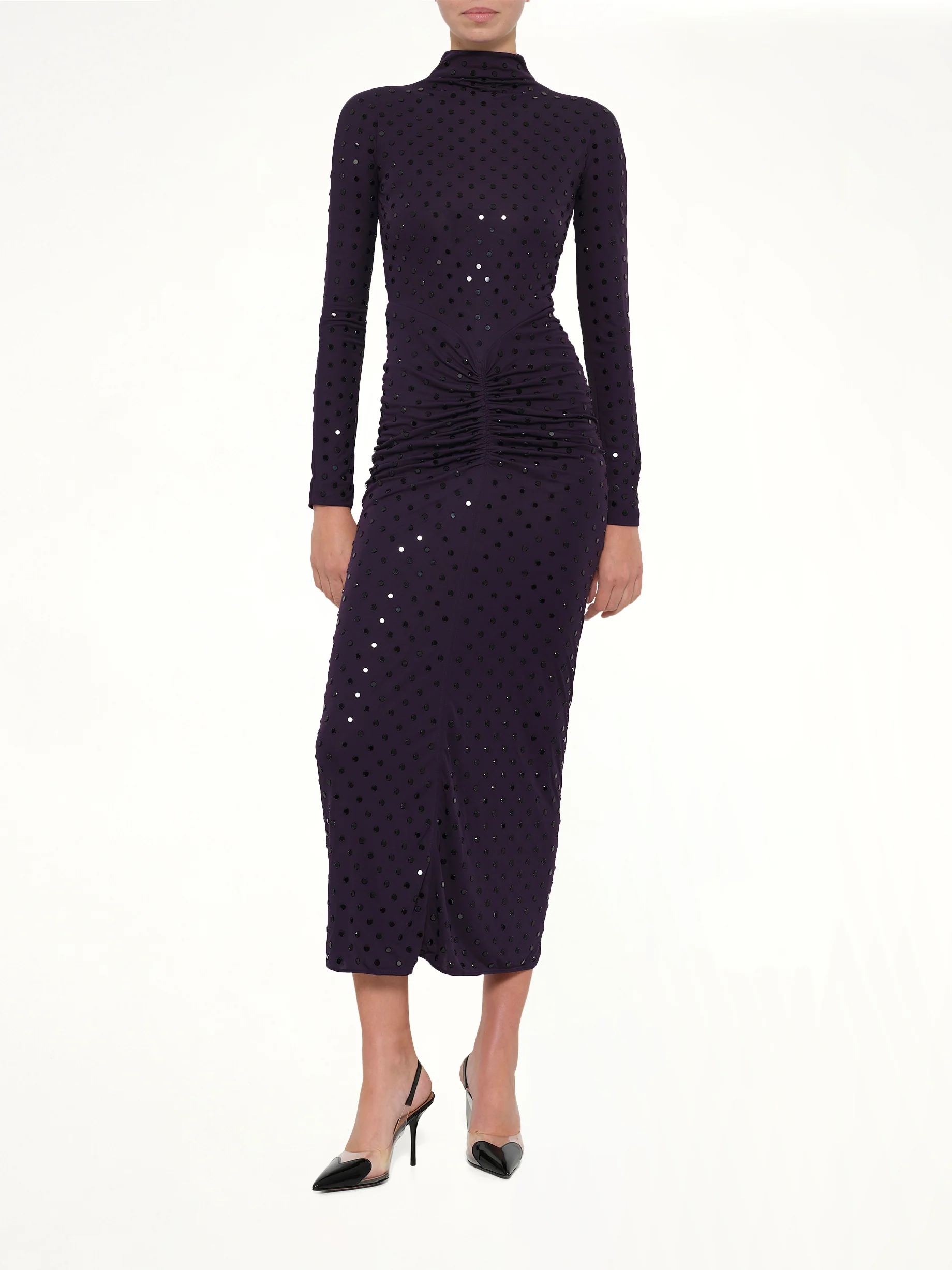 Draped Dress LS in Aubergine - Image 4
